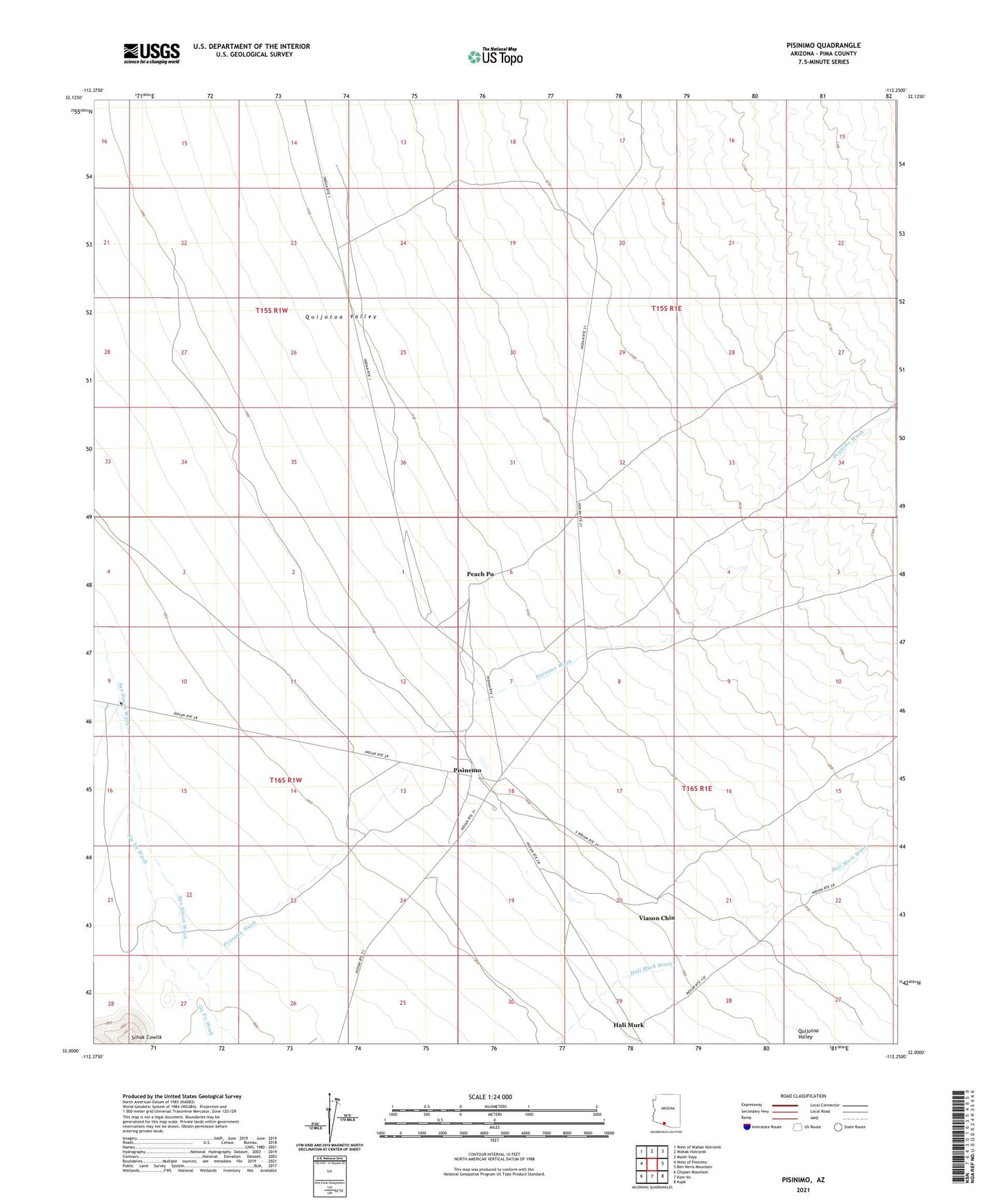 Pisinimo Arizona US Topo Map Image
