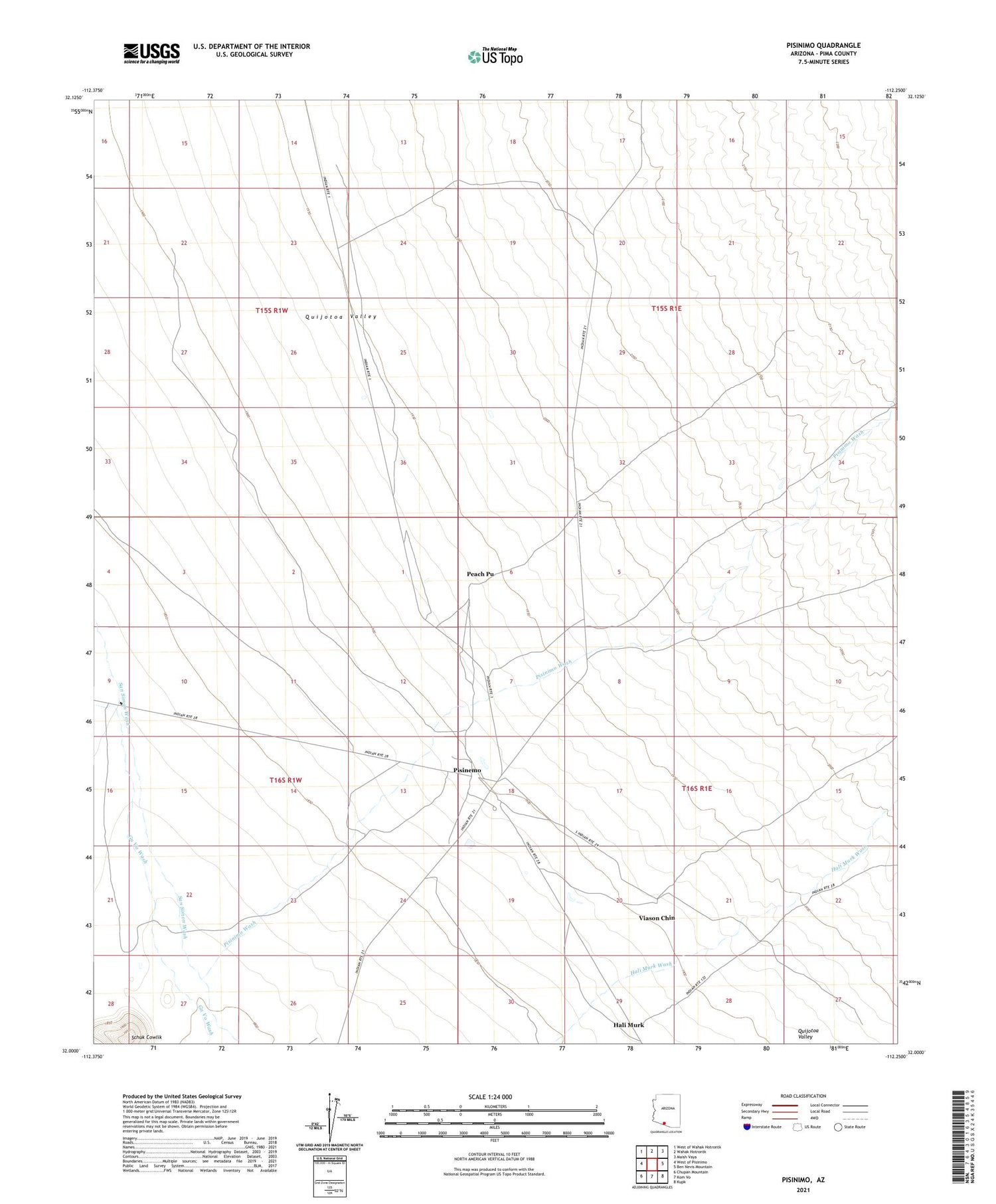 Pisinimo Arizona US Topo Map Image
