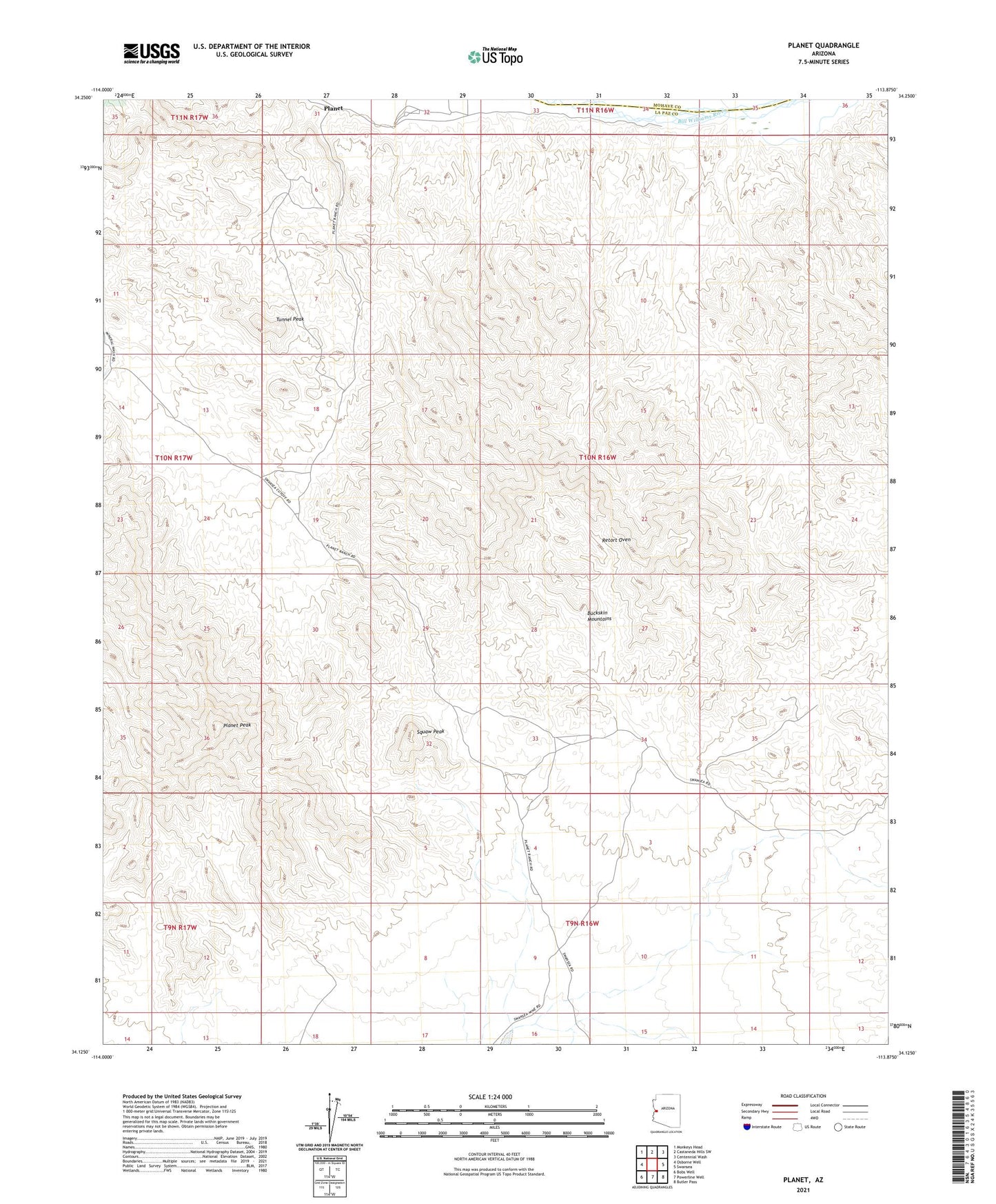 Planet Arizona US Topo Map Image