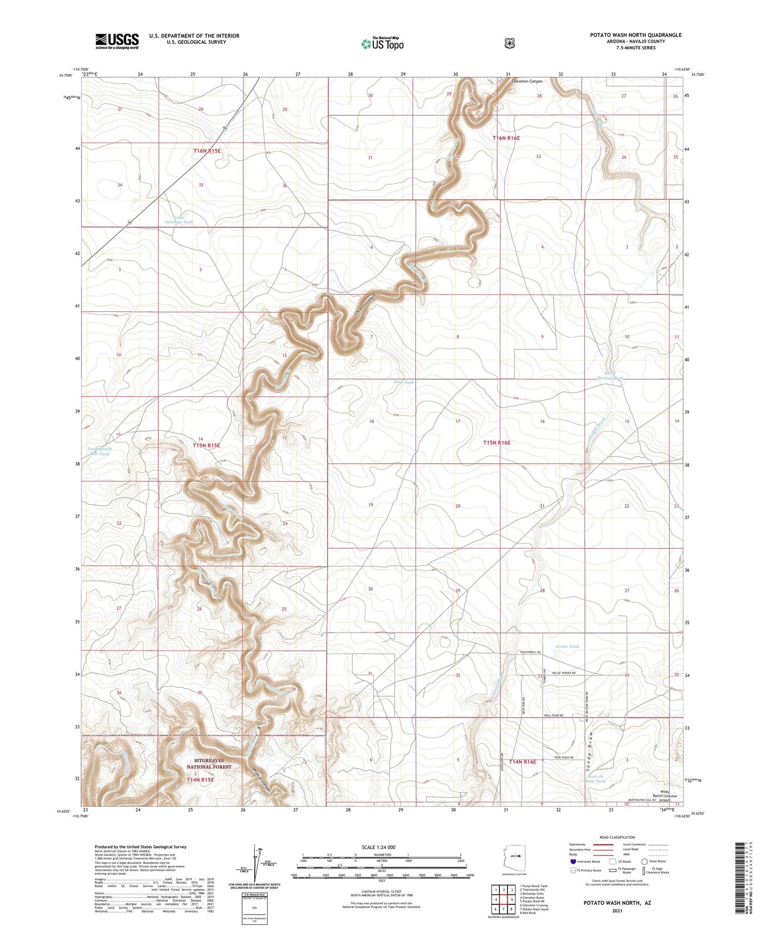 Potato Wash North Arizona US Topo Map Image