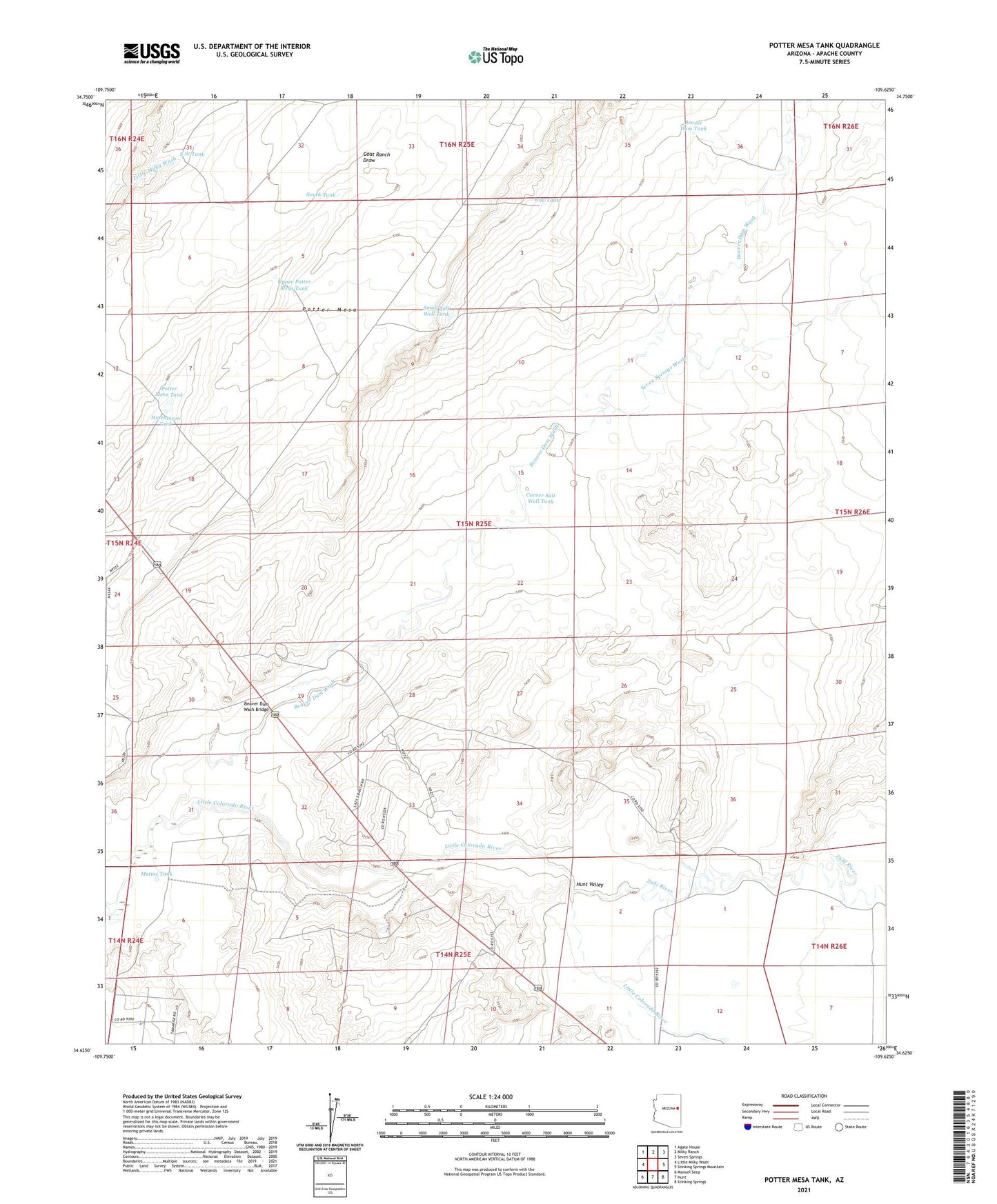 Potter Mesa Tank Arizona US Topo Map Image