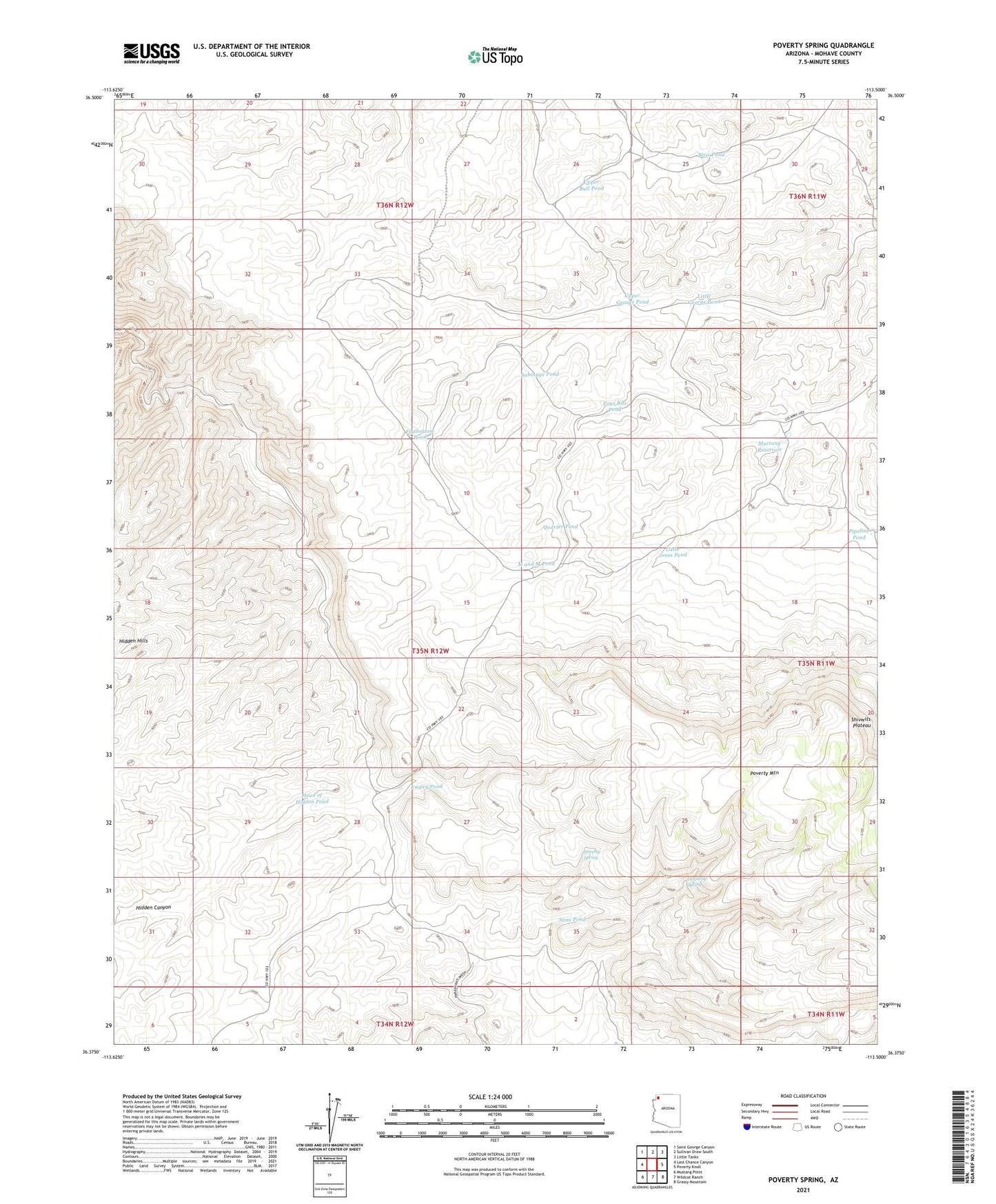 Poverty Spring Arizona US Topo Map Image