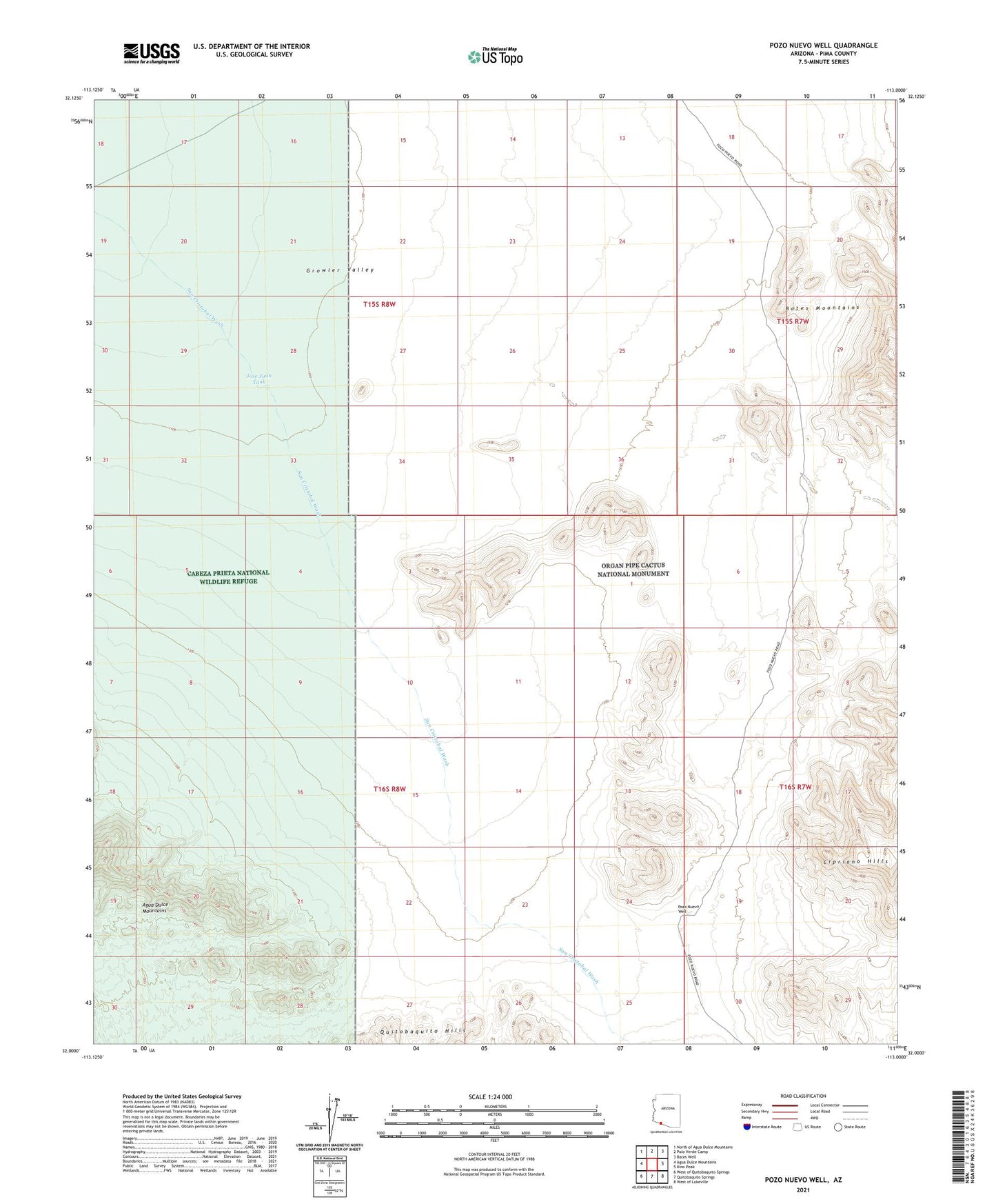 Pozo Nuevo Well Arizona US Topo Map Image