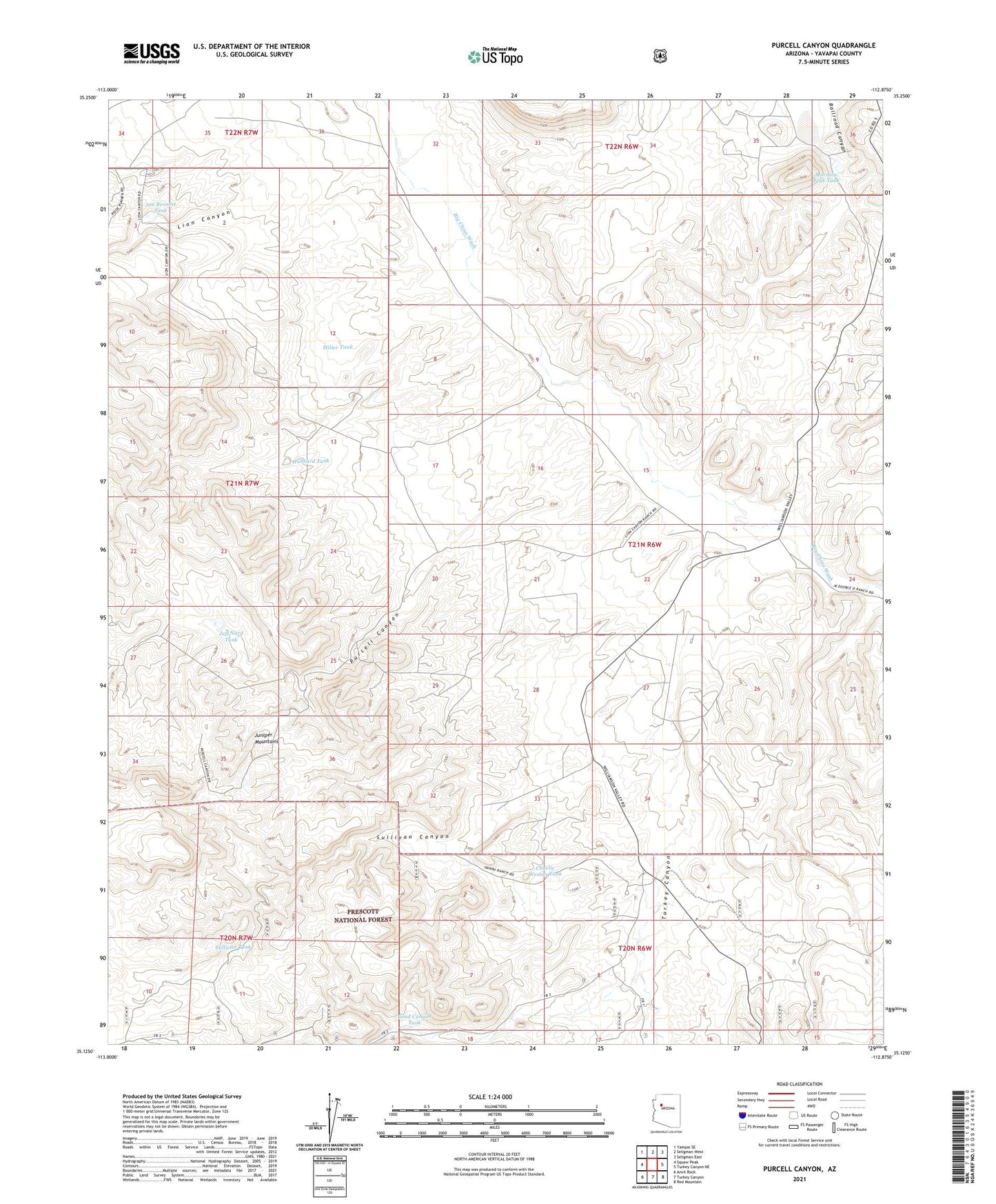 Purcell Canyon Arizona US Topo Map Image