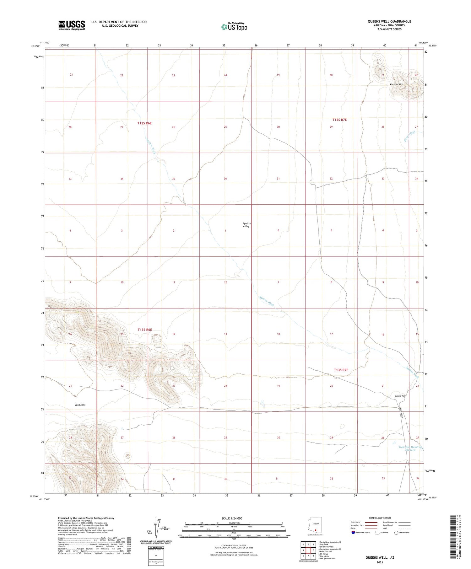 Queens Well Arizona US Topo Map Image
