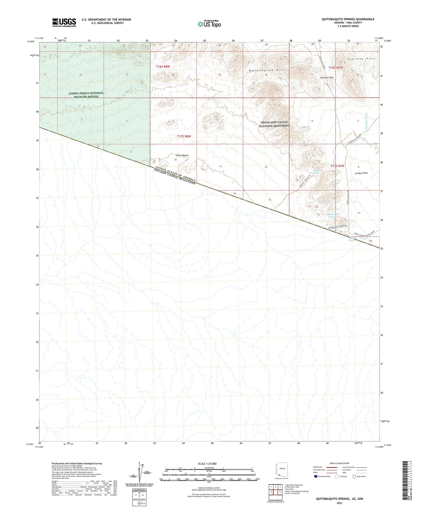Quitobaquito Springs Arizona US Topo Map Image