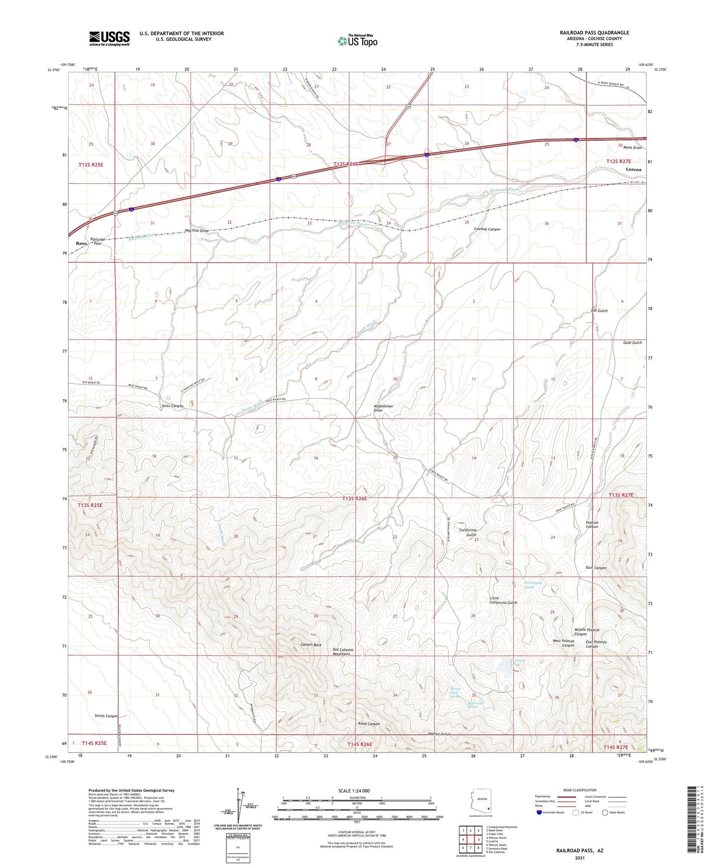 Railroad Pass Arizona US Topo Map Image