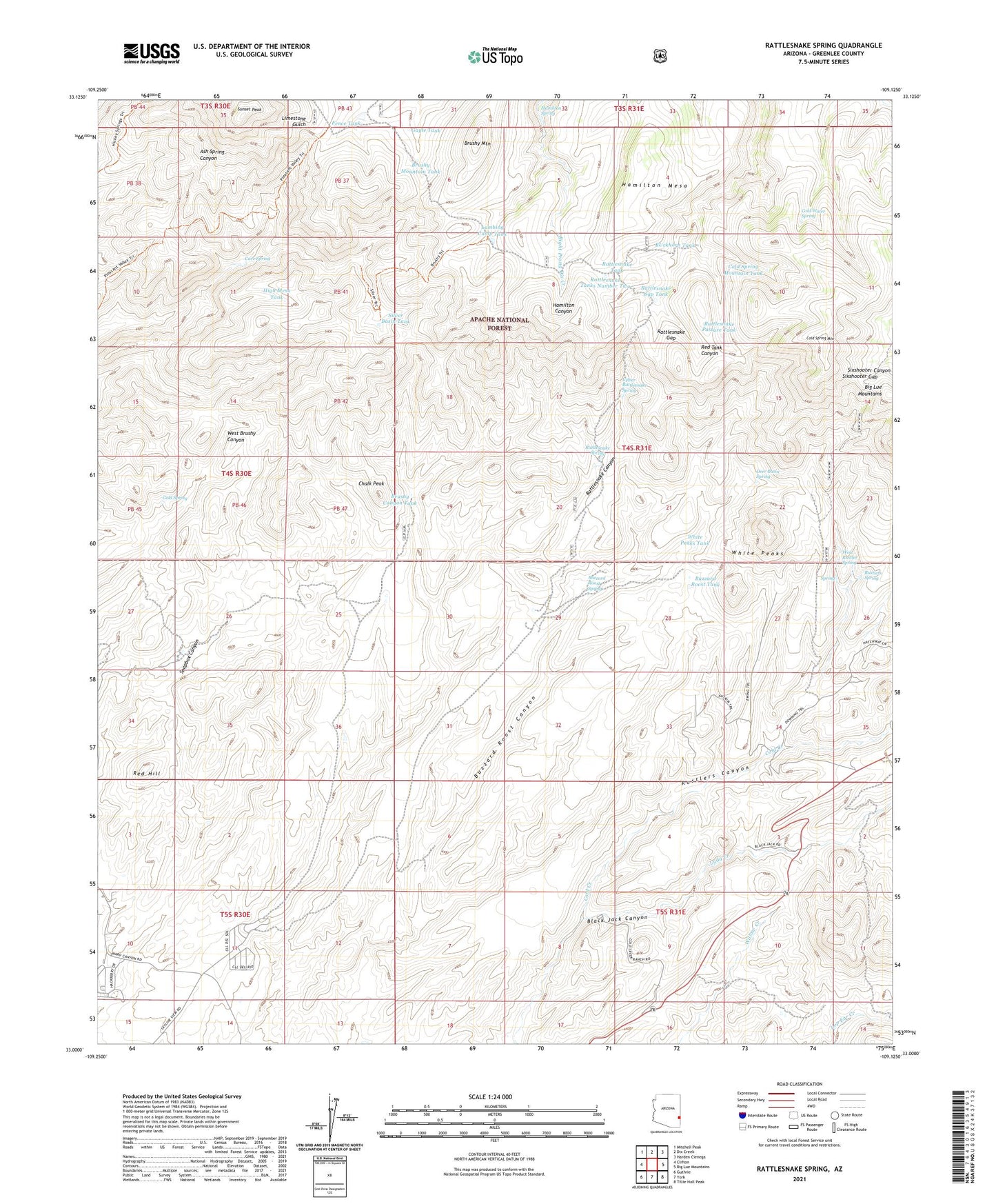 Rattlesnake Spring Arizona US Topo Map Image