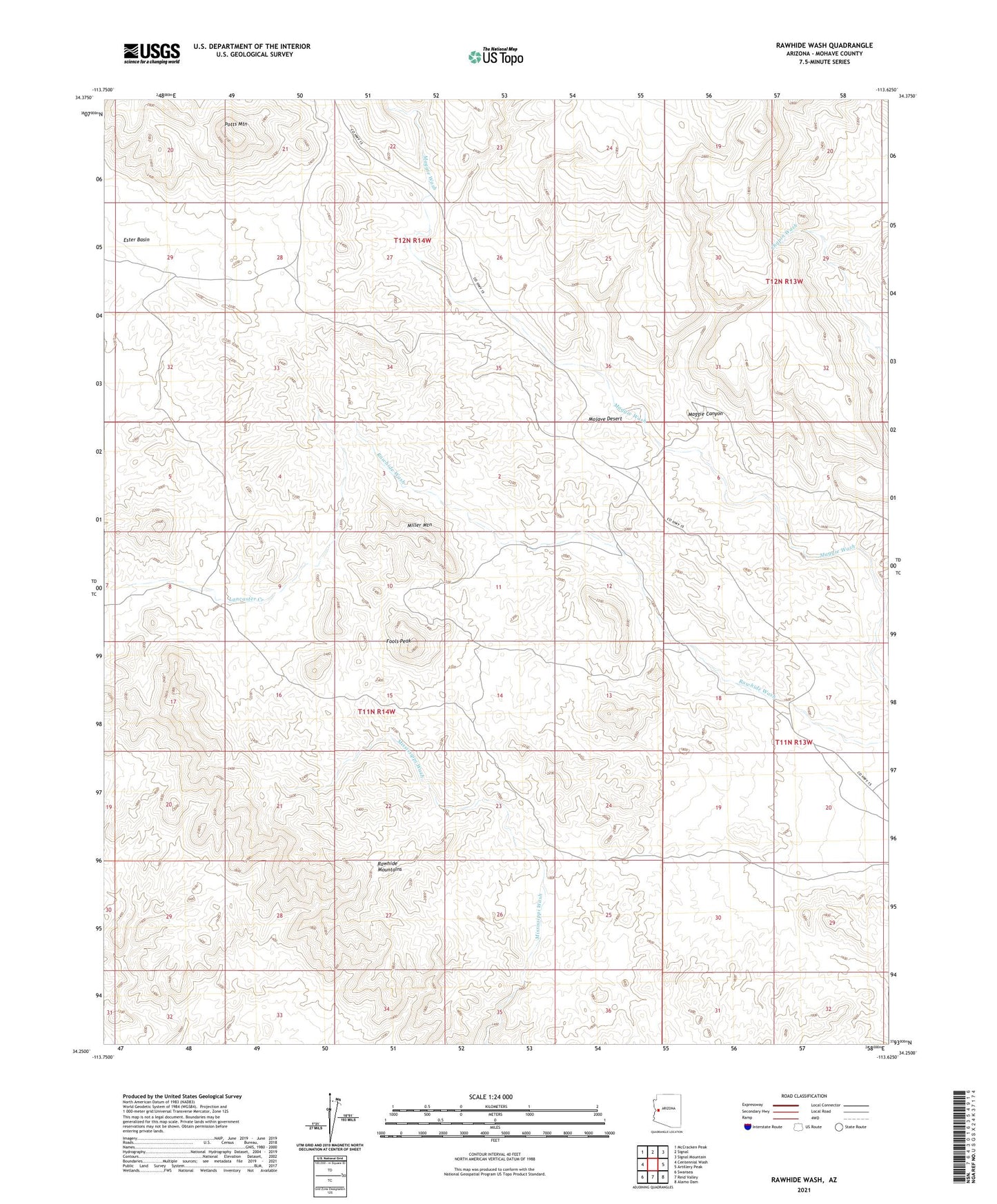 Rawhide Wash Arizona US Topo Map Image