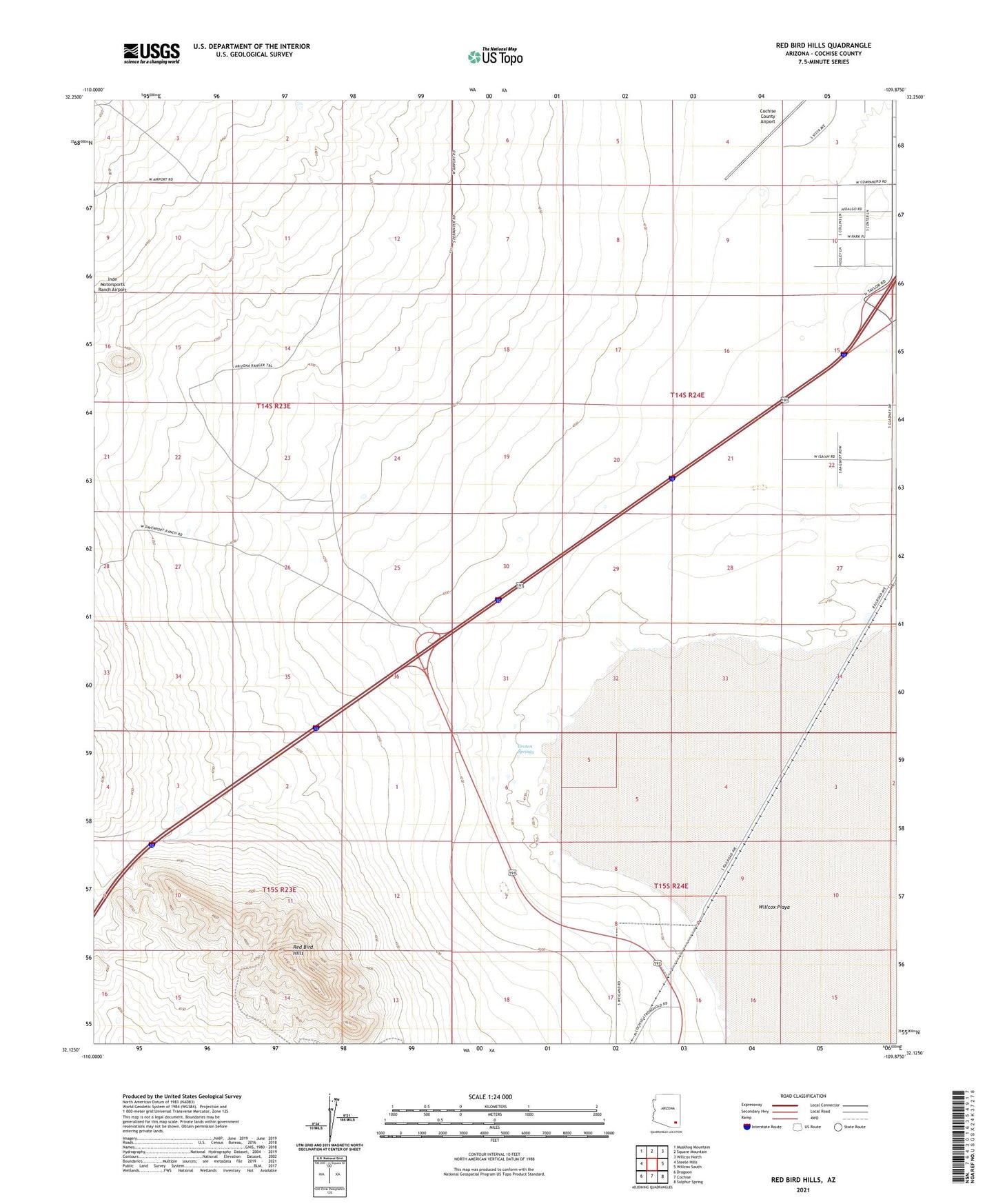 Red Bird Hills Arizona US Topo Map Image