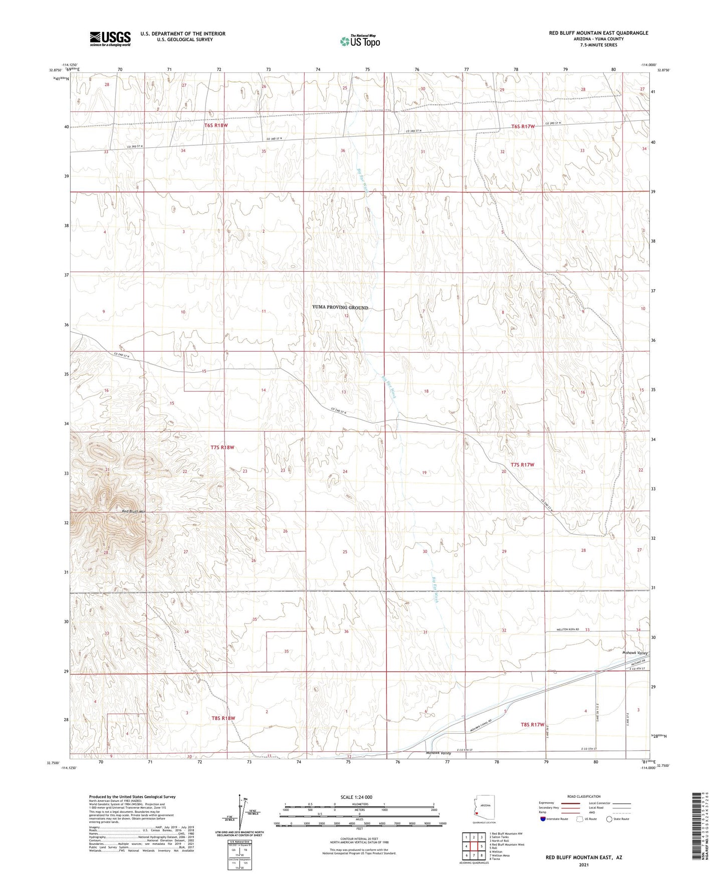 Red Bluff Mountain East Arizona US Topo Map Image