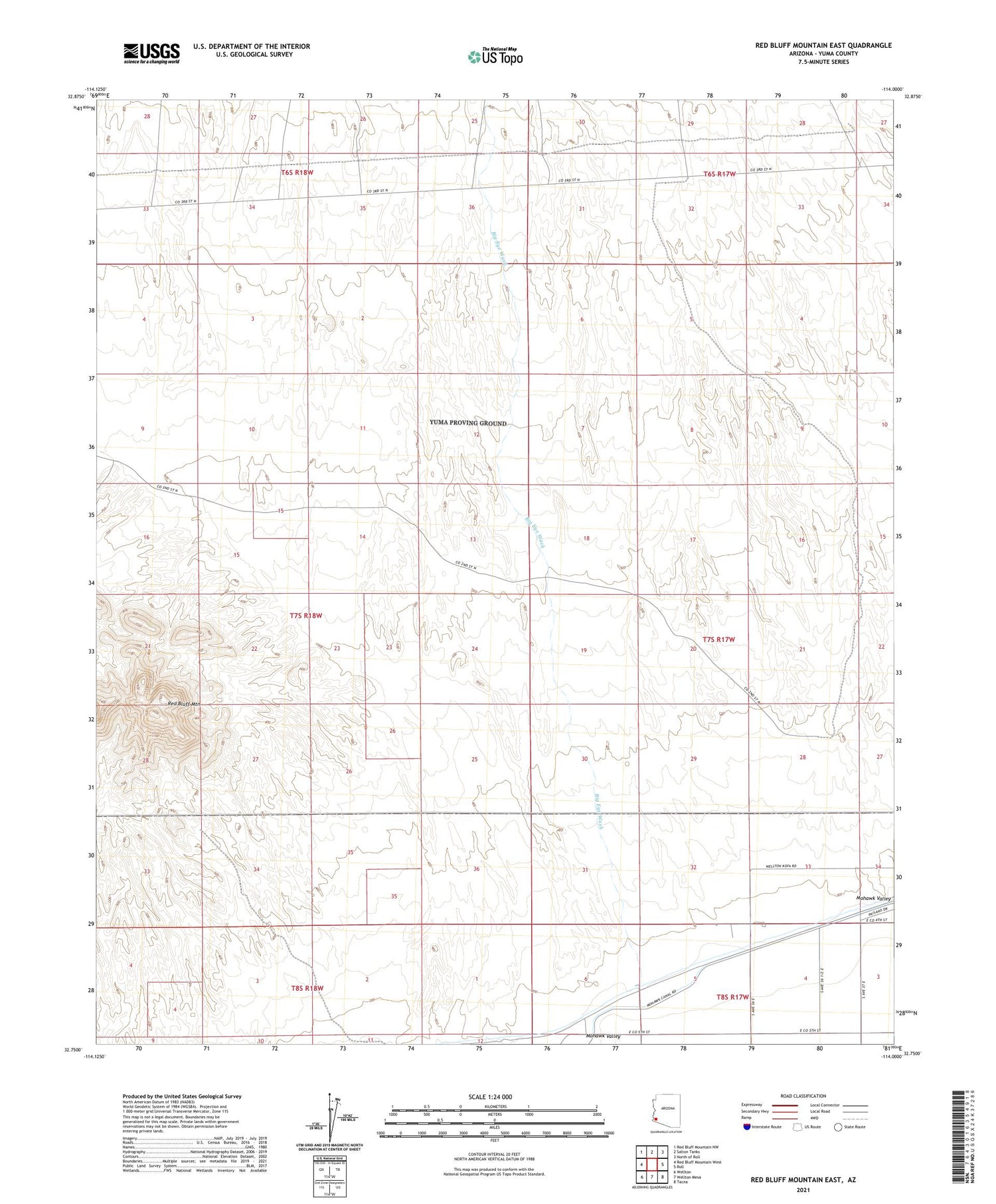 Red Bluff Mountain East Arizona US Topo Map Image