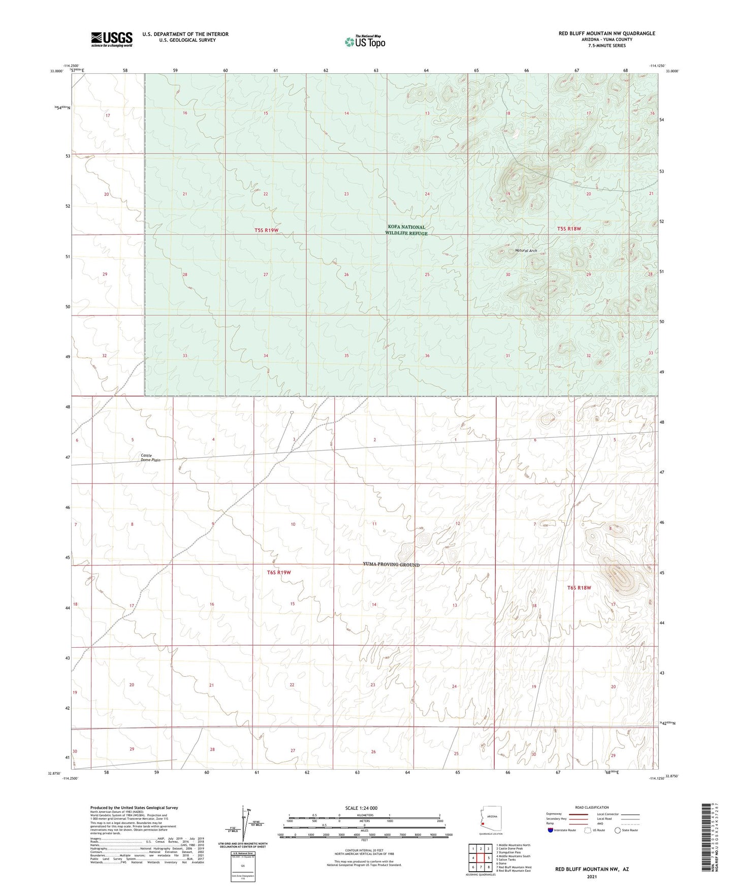 Red Bluff Mountain NW Arizona US Topo Map Image