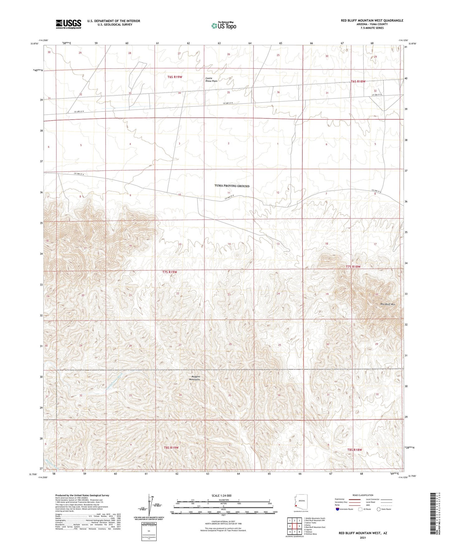 Red Bluff Mountain West Arizona US Topo Map Image
