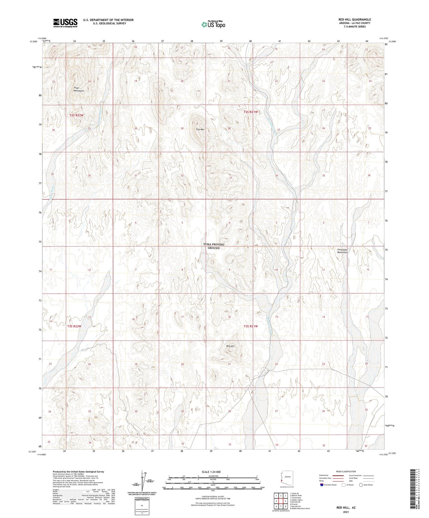 Red Hill Arizona US Topo Map Image