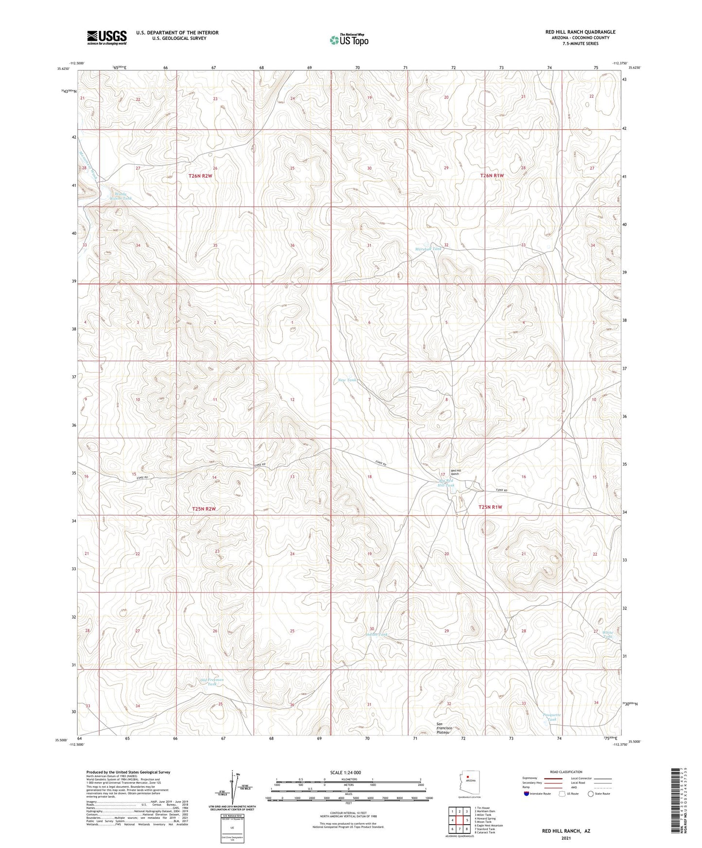 Red Hill Ranch Arizona US Topo Map Image
