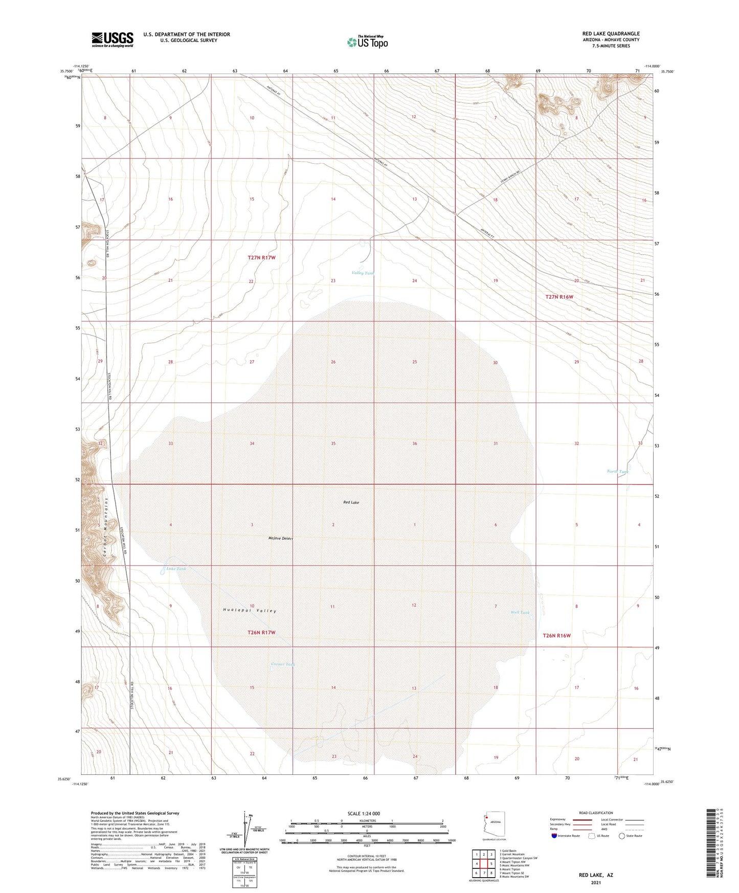 Red Lake Arizona US Topo Map Image