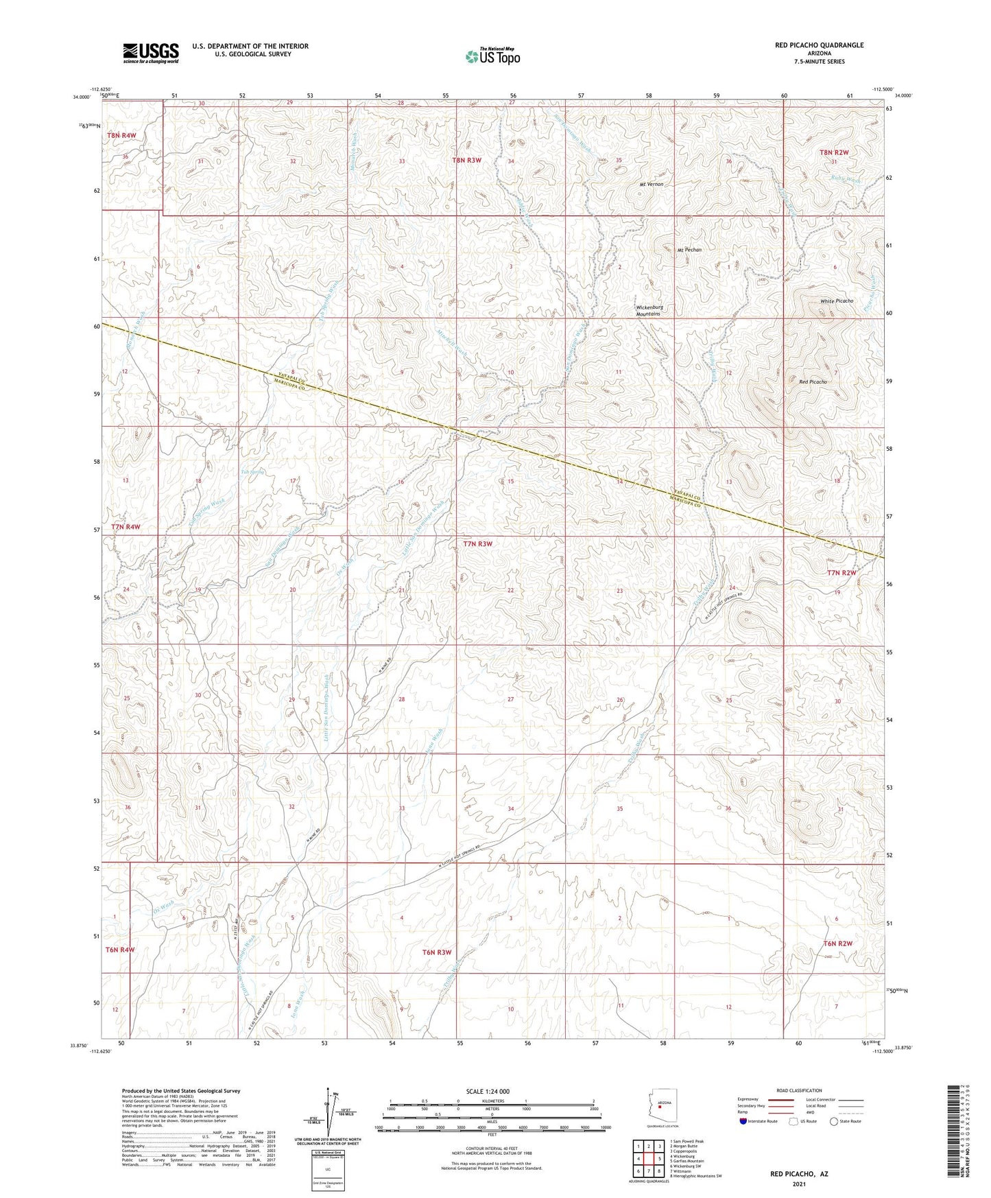 Red Picacho Arizona US Topo Map Image