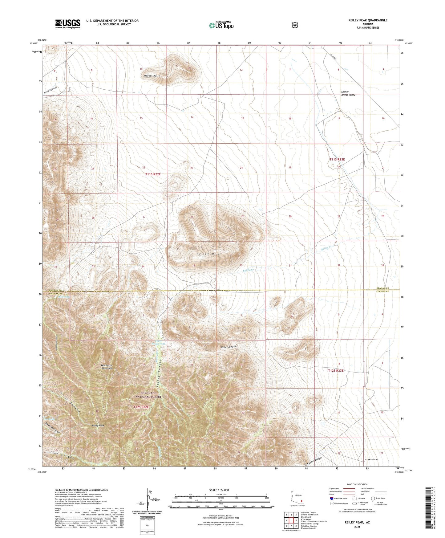 Reiley Peak Arizona US Topo Map Image
