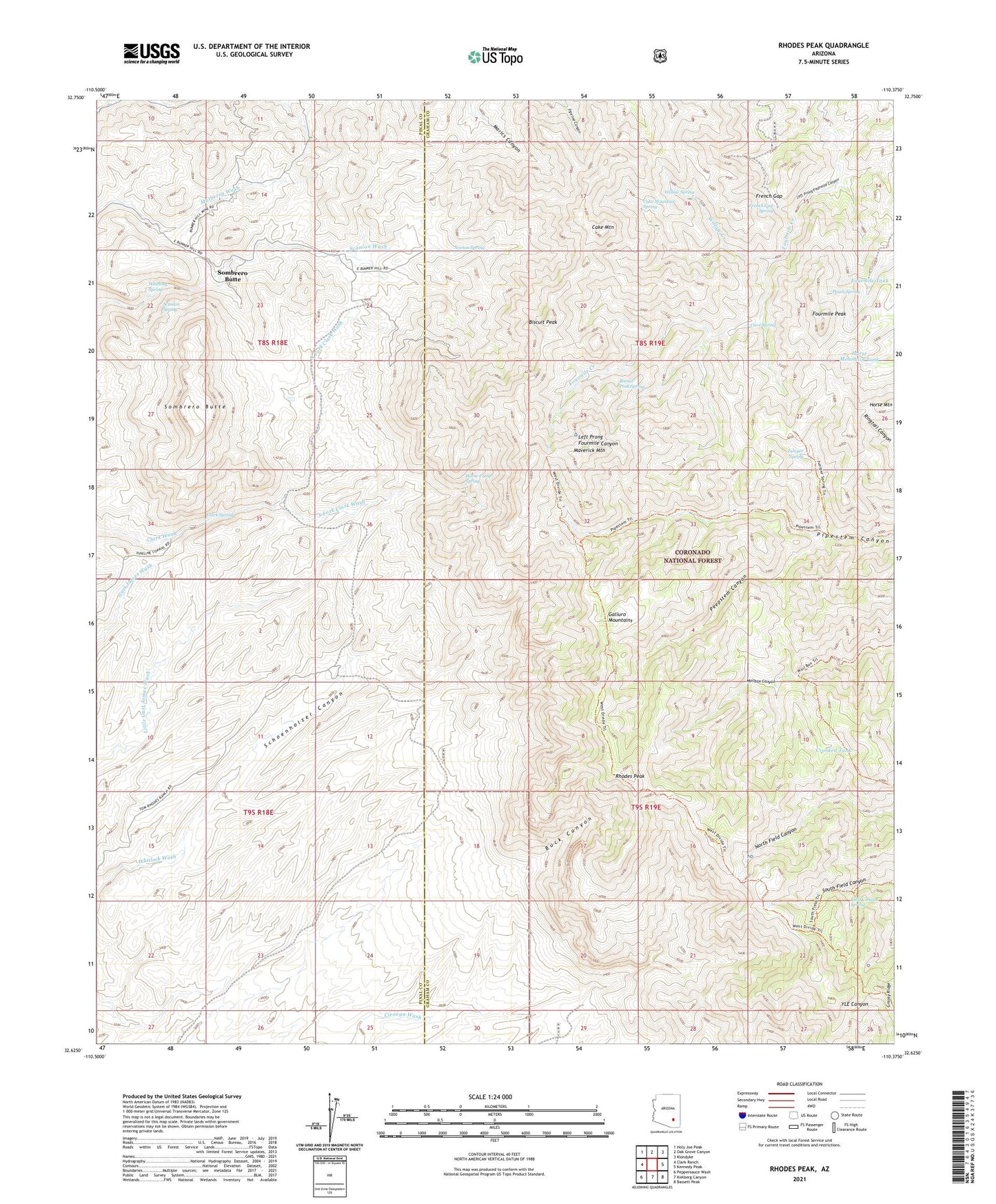 Rhodes Peak Arizona US Topo Map Image