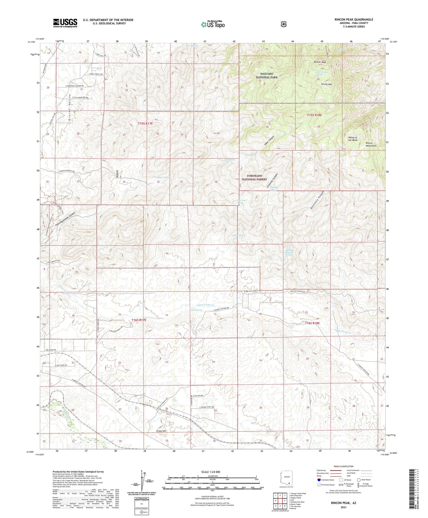Rincon Peak Arizona US Topo Map Image