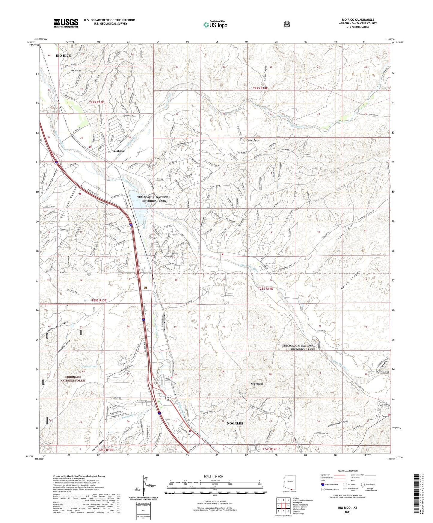 Rio Rico Arizona US Topo Map Image