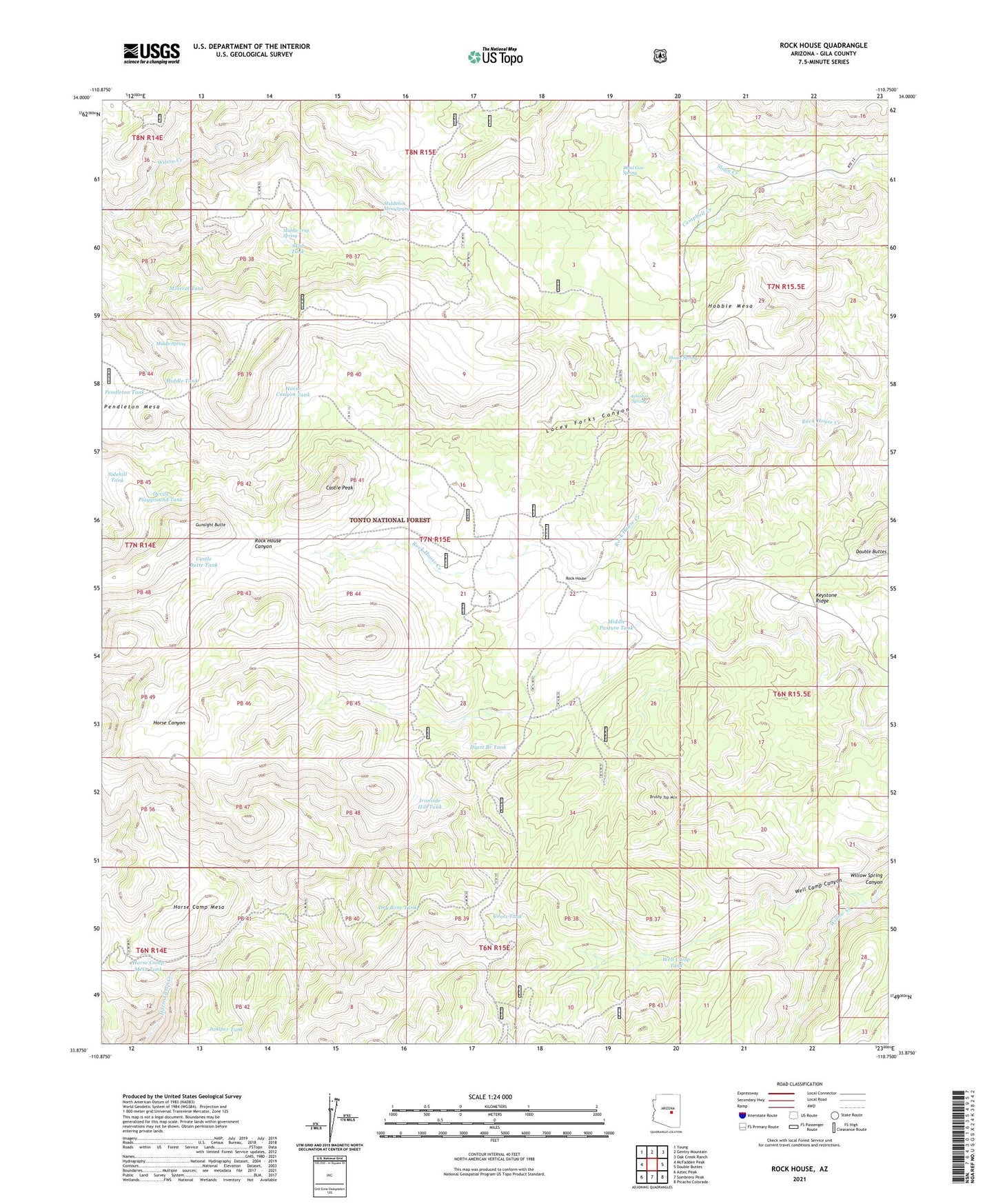 Rock House Arizona US Topo Map Image
