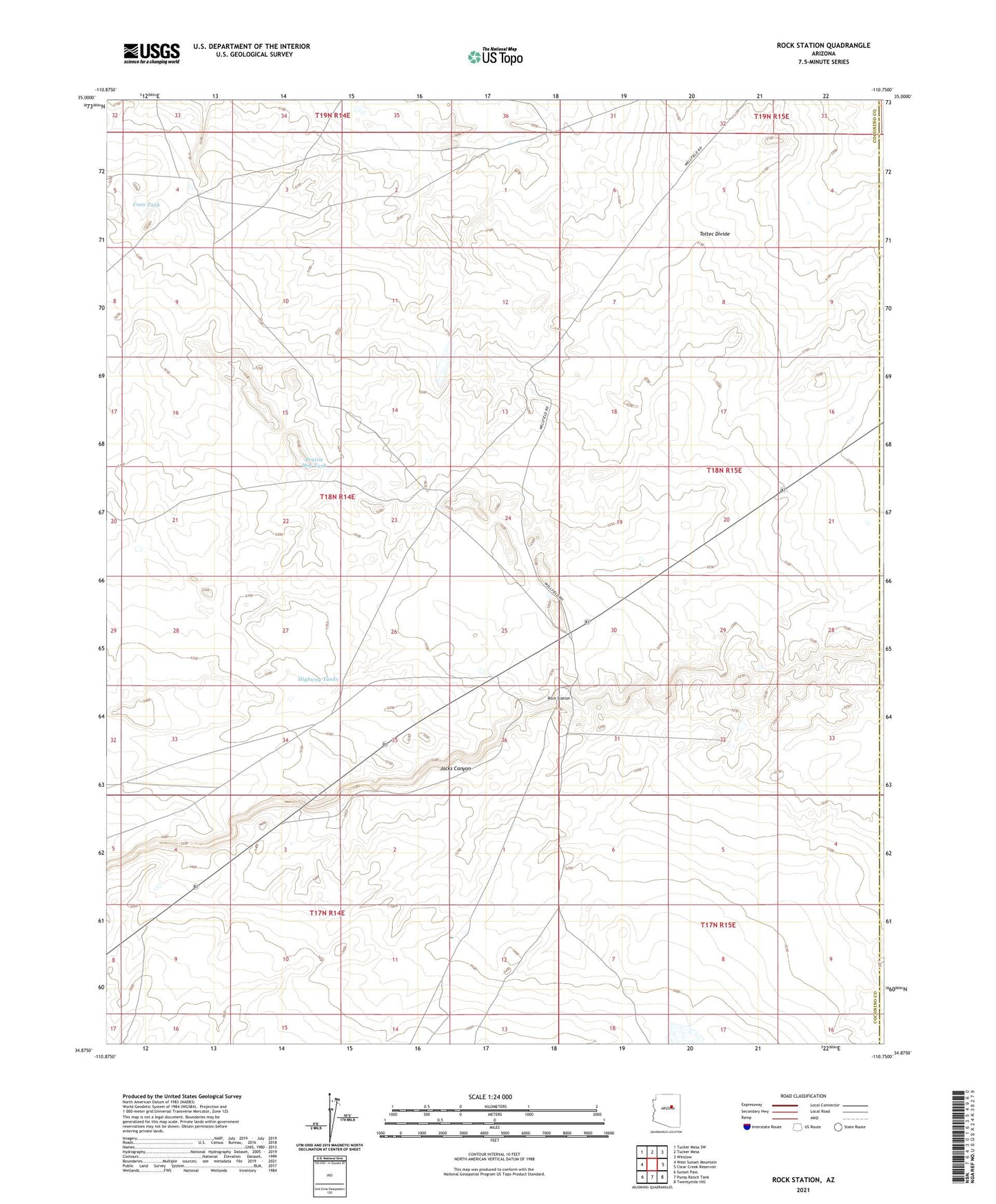 Rock Station Arizona US Topo Map Image