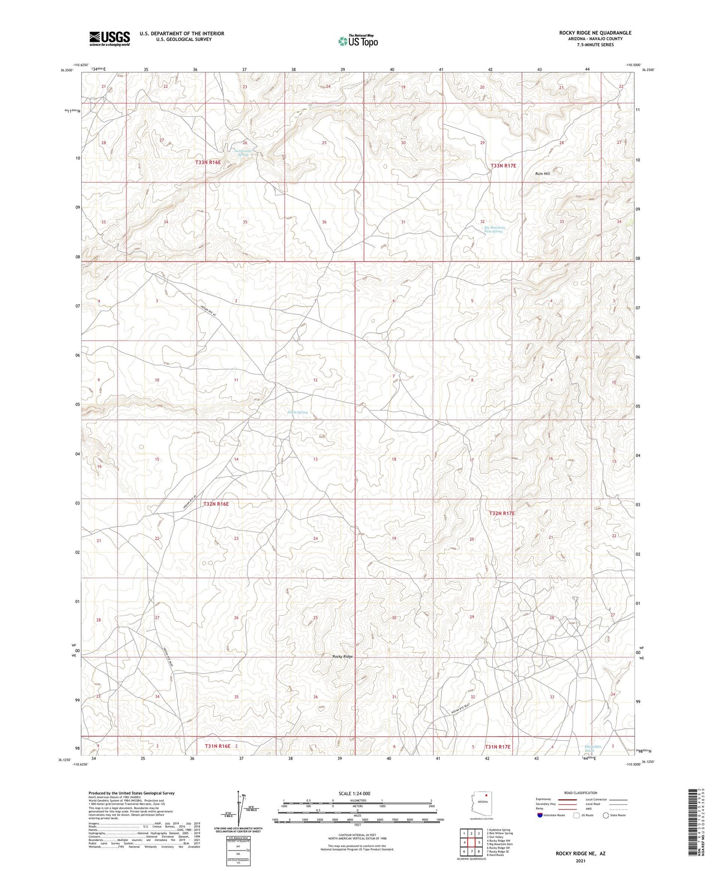 Rocky Ridge NE Arizona US Topo Map Image
