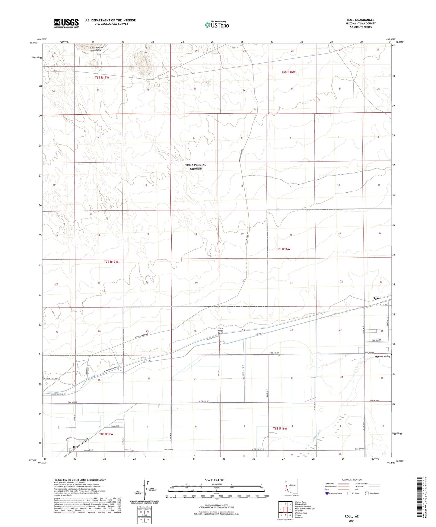 Roll Arizona US Topo Map Image