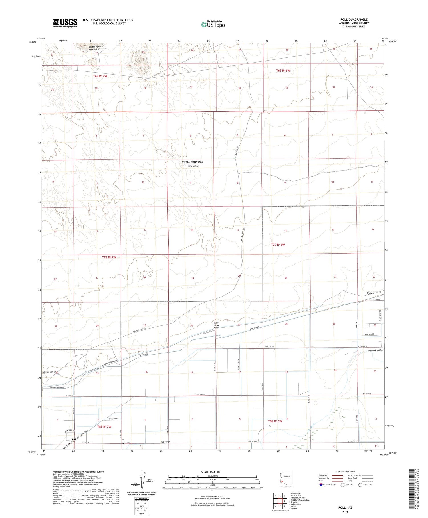 Roll Arizona US Topo Map Image