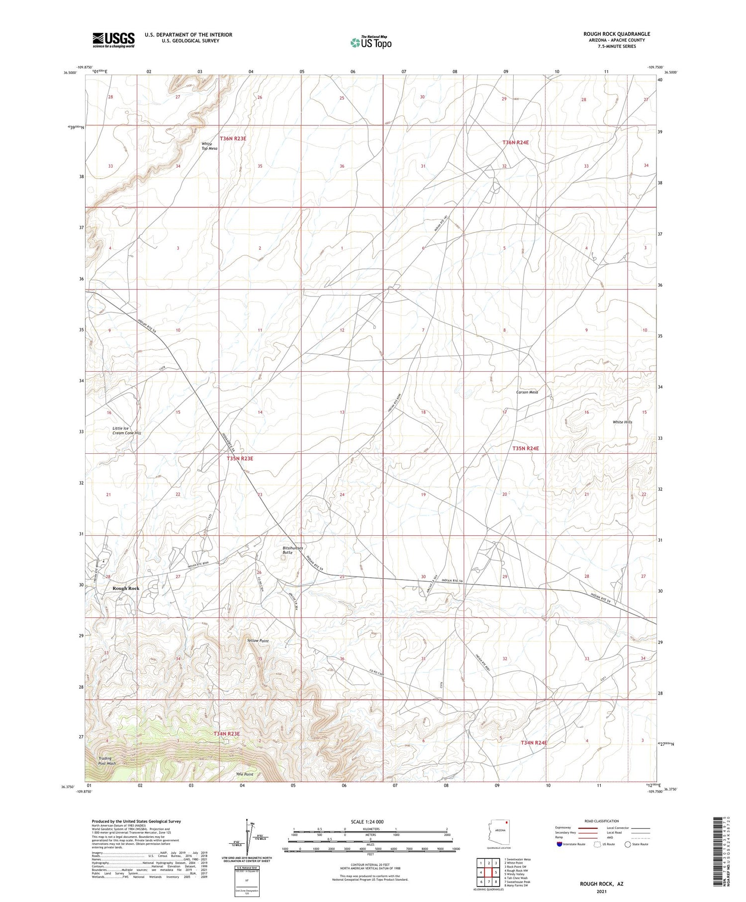 Rough Rock Arizona US Topo Map Image