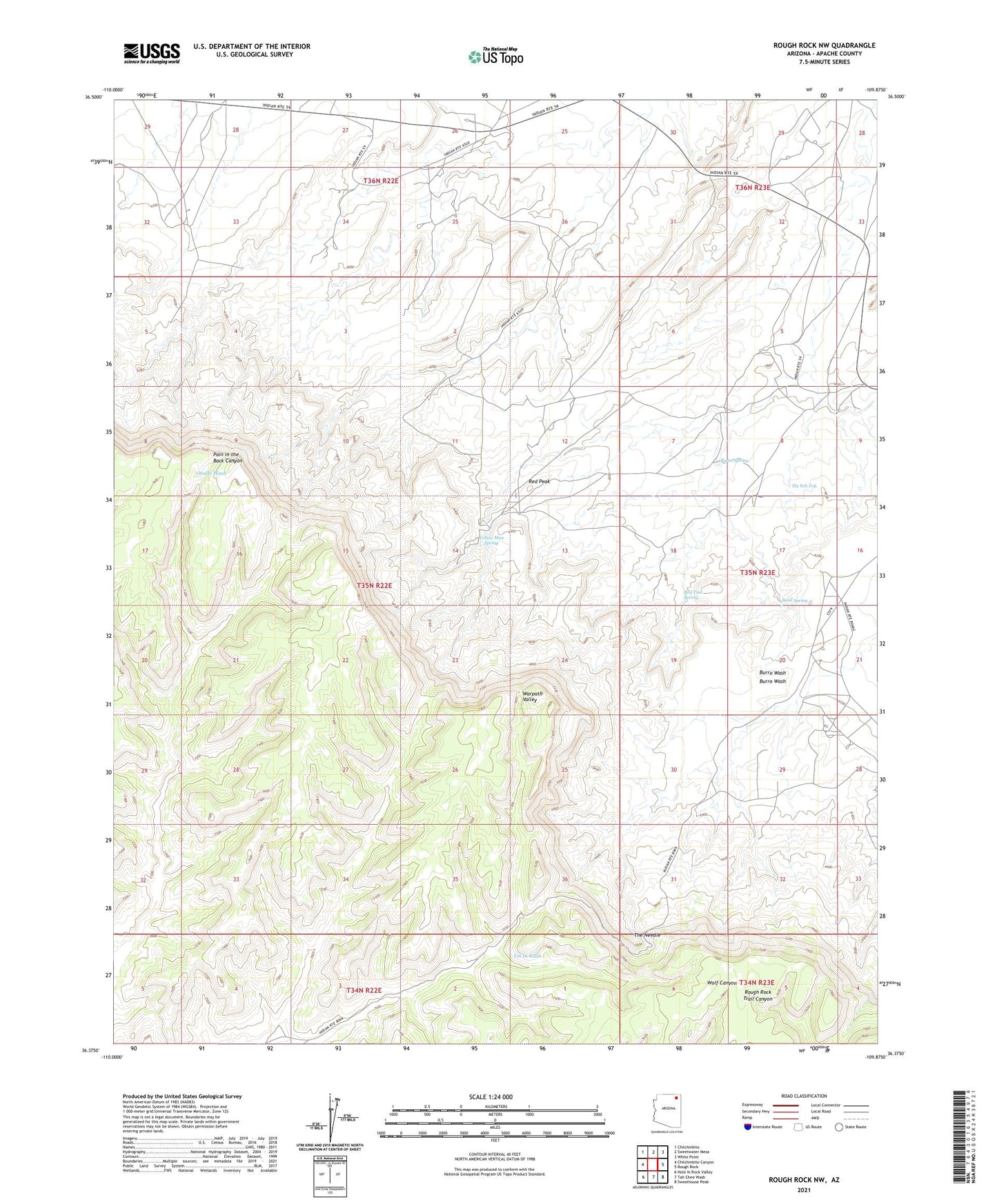 Rough Rock NW Arizona US Topo Map Image