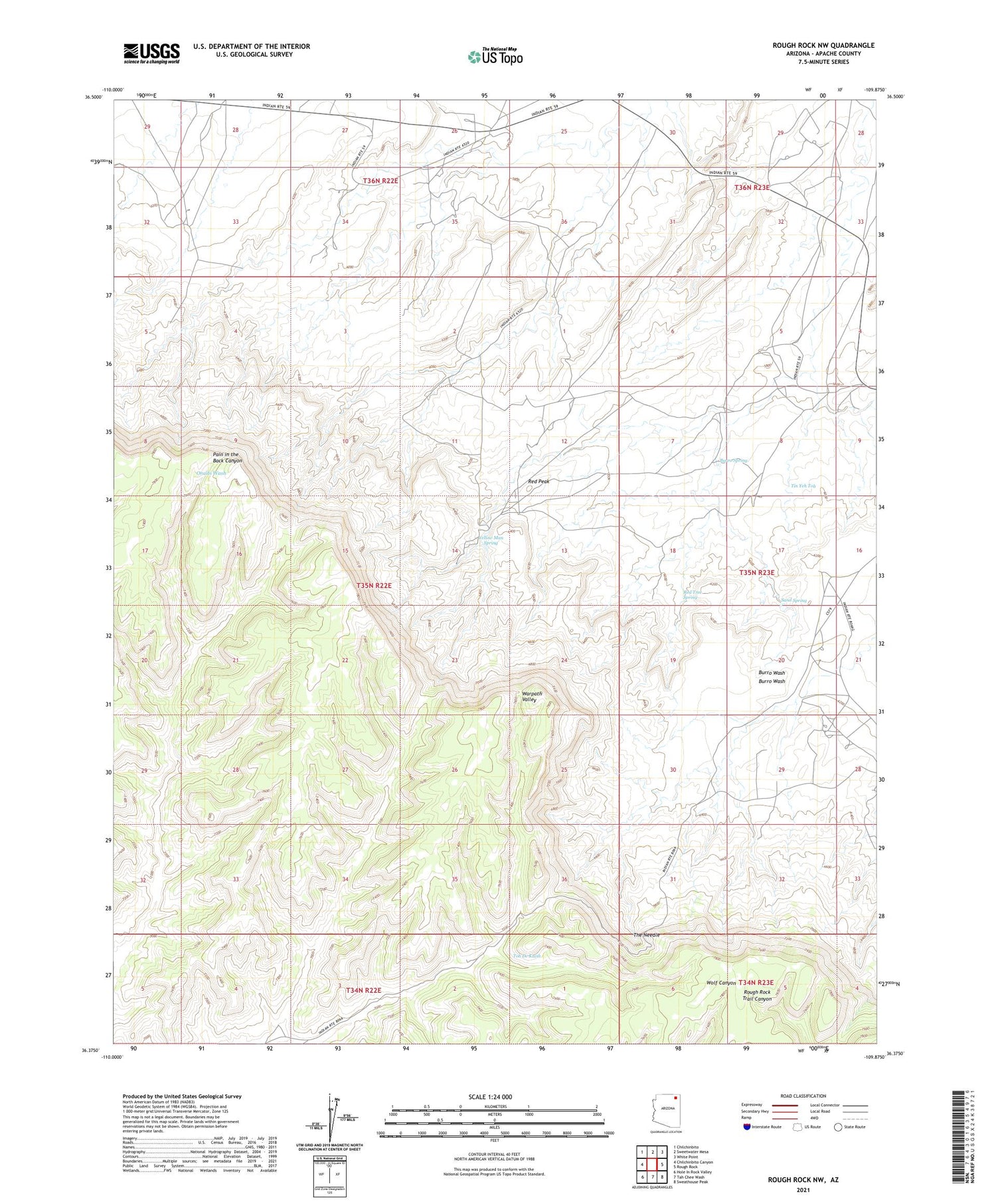 Rough Rock NW Arizona US Topo Map Image