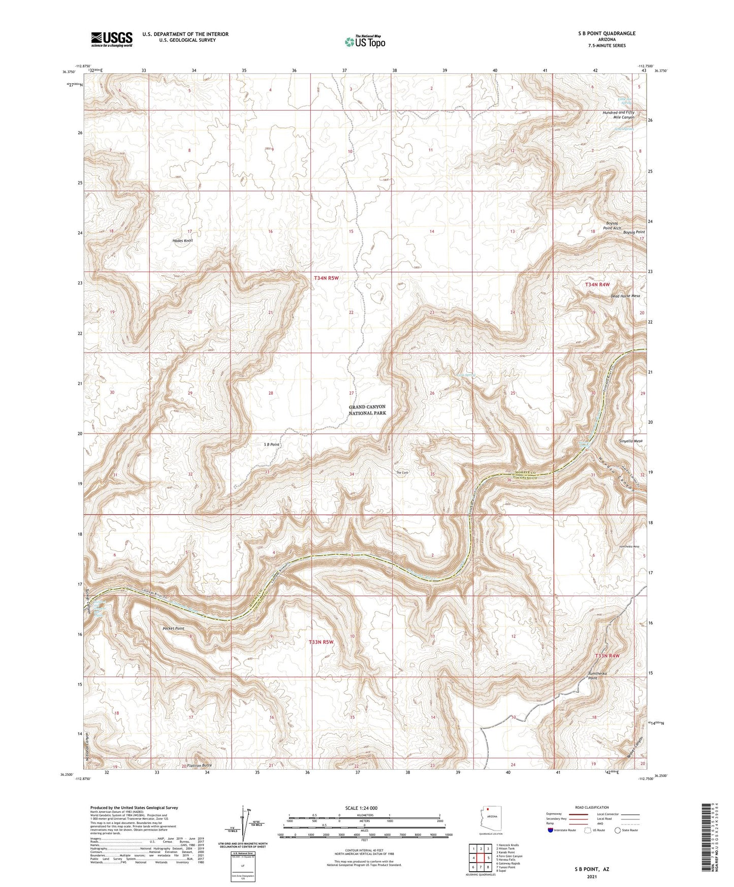 S B Point Arizona US Topo Map Image