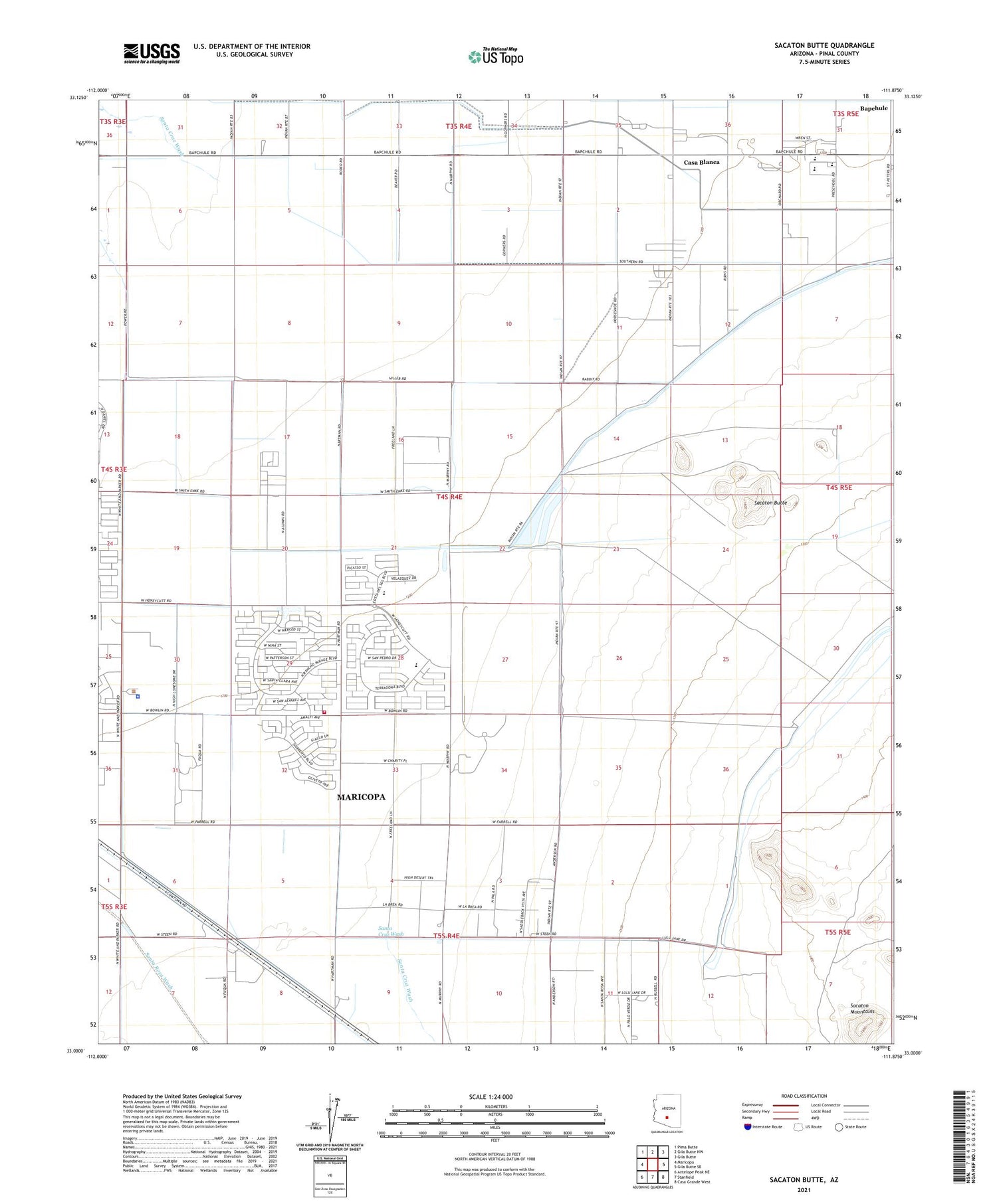 Sacaton Butte Arizona US Topo Map Image