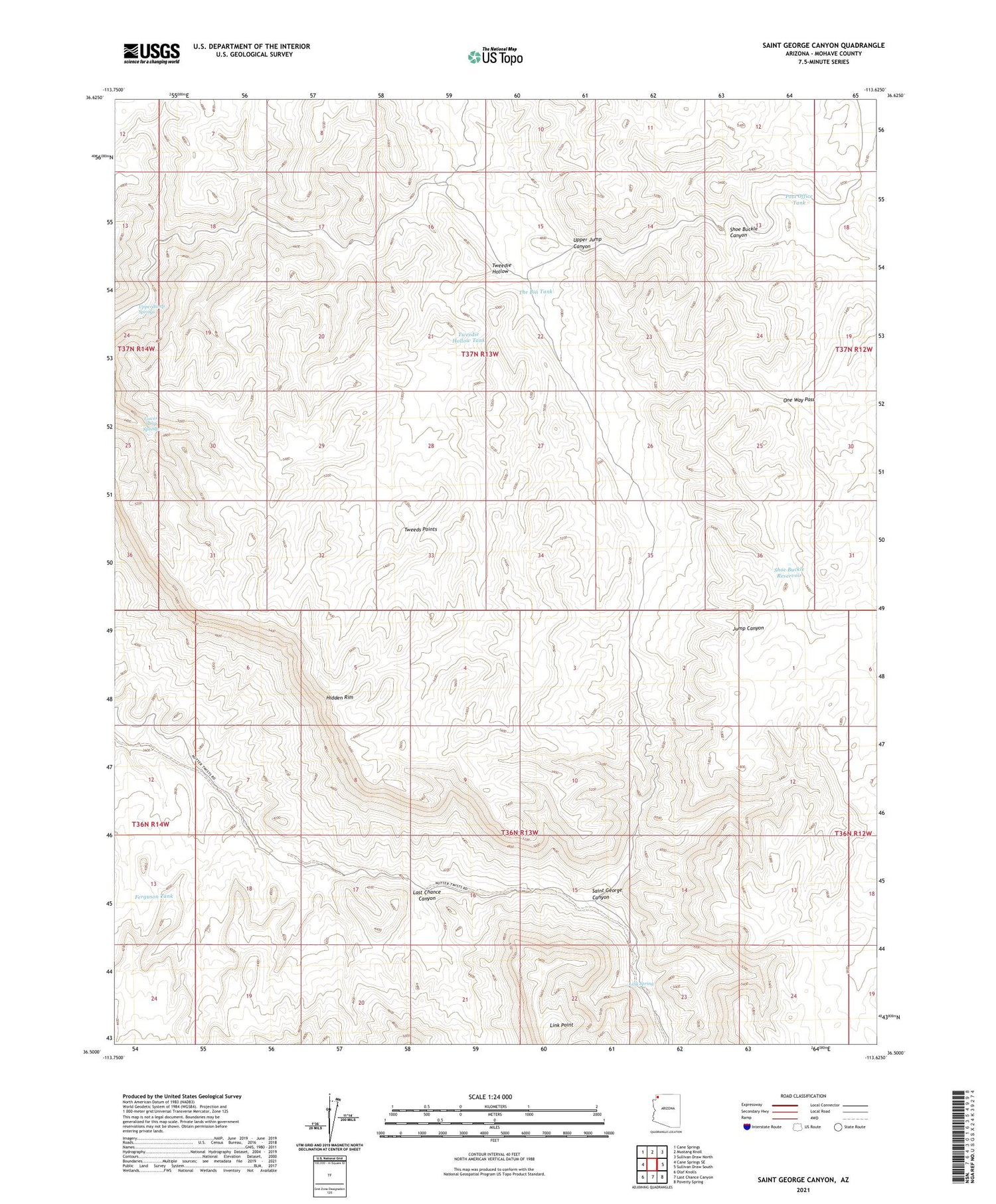 Saint George Canyon Arizona US Topo Map Image