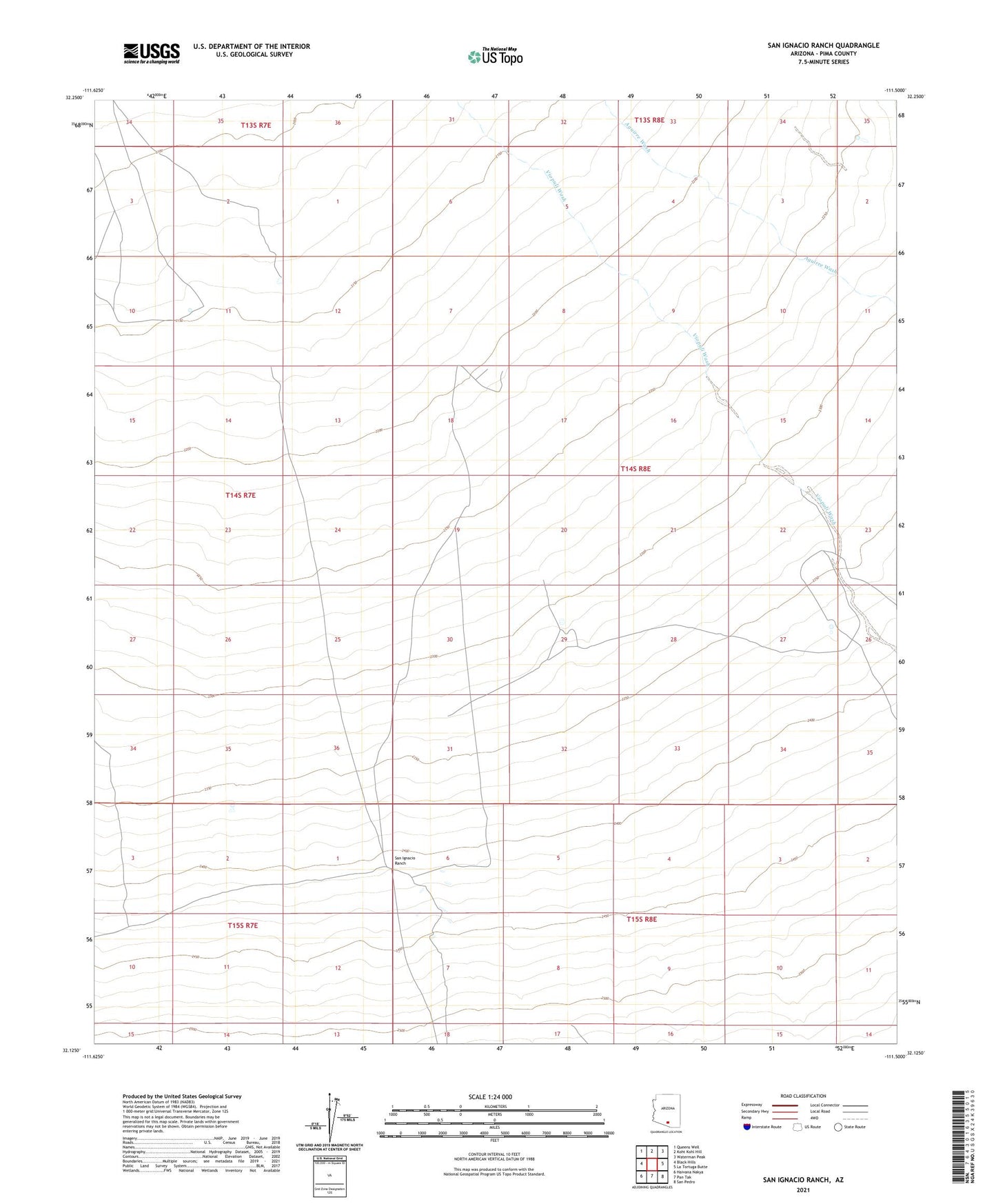 San Ignacio Ranch Arizona US Topo Map Image