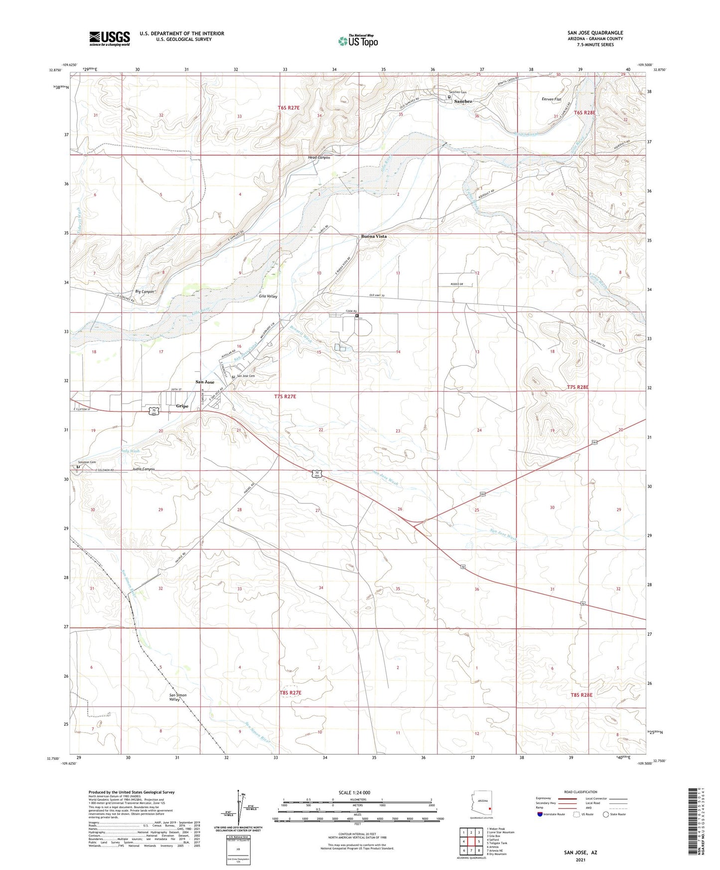 San Jose Arizona US Topo Map Image