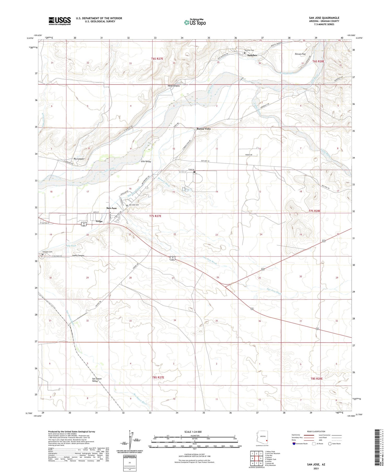 San Jose Arizona US Topo Map Image
