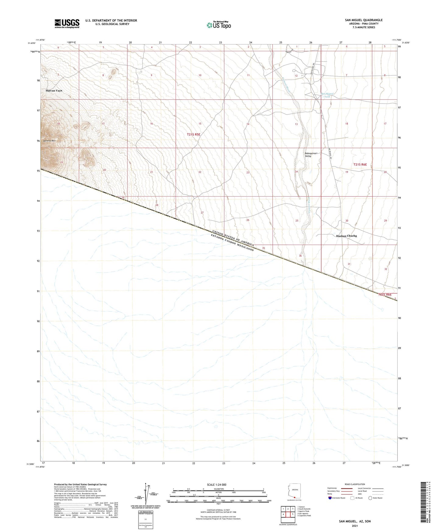 San Miguel Arizona US Topo Map Image
