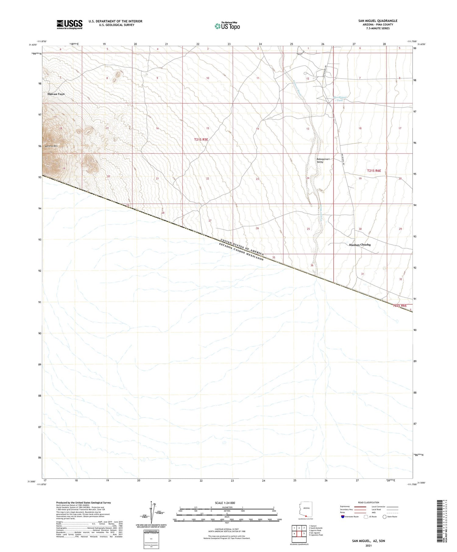 San Miguel Arizona US Topo Map Image