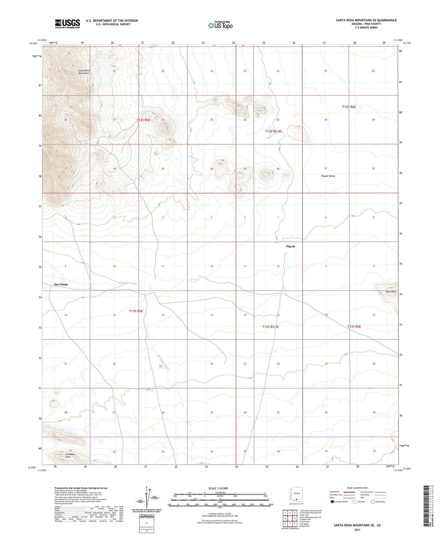 Santa Rosa Mountains SE Arizona US Topo Map Image