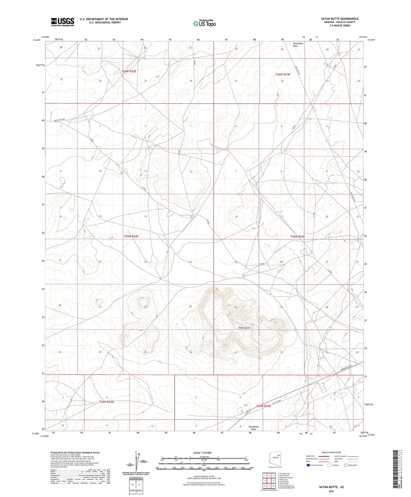 Satan Butte Arizona US Topo Map Image