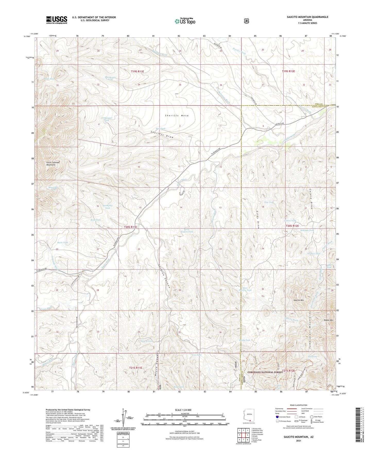 Saucito Mountain Arizona US Topo Map Image