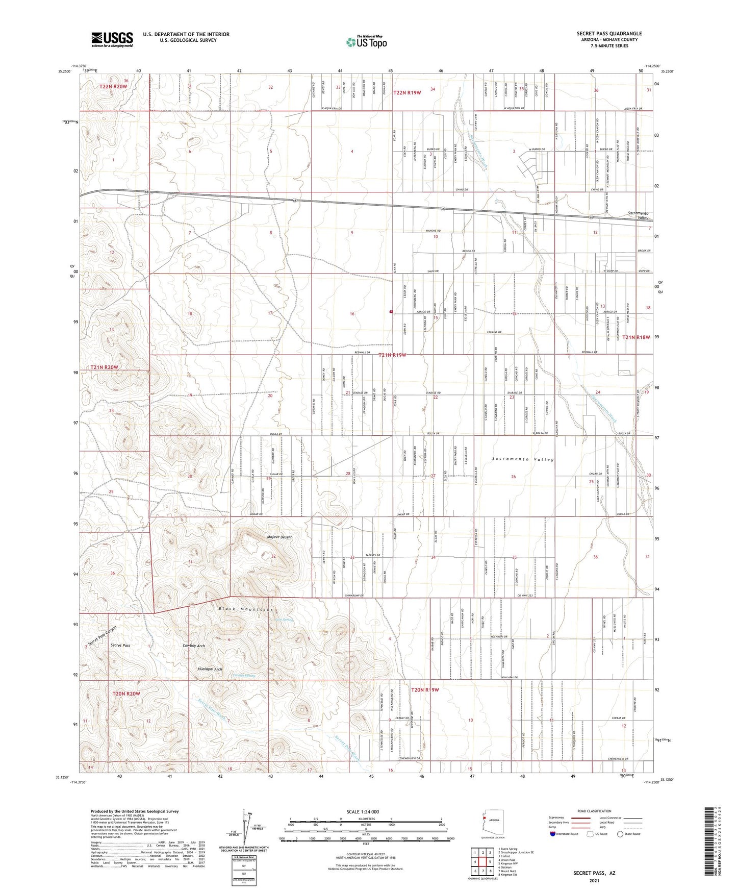 Secret Pass Arizona US Topo Map Image