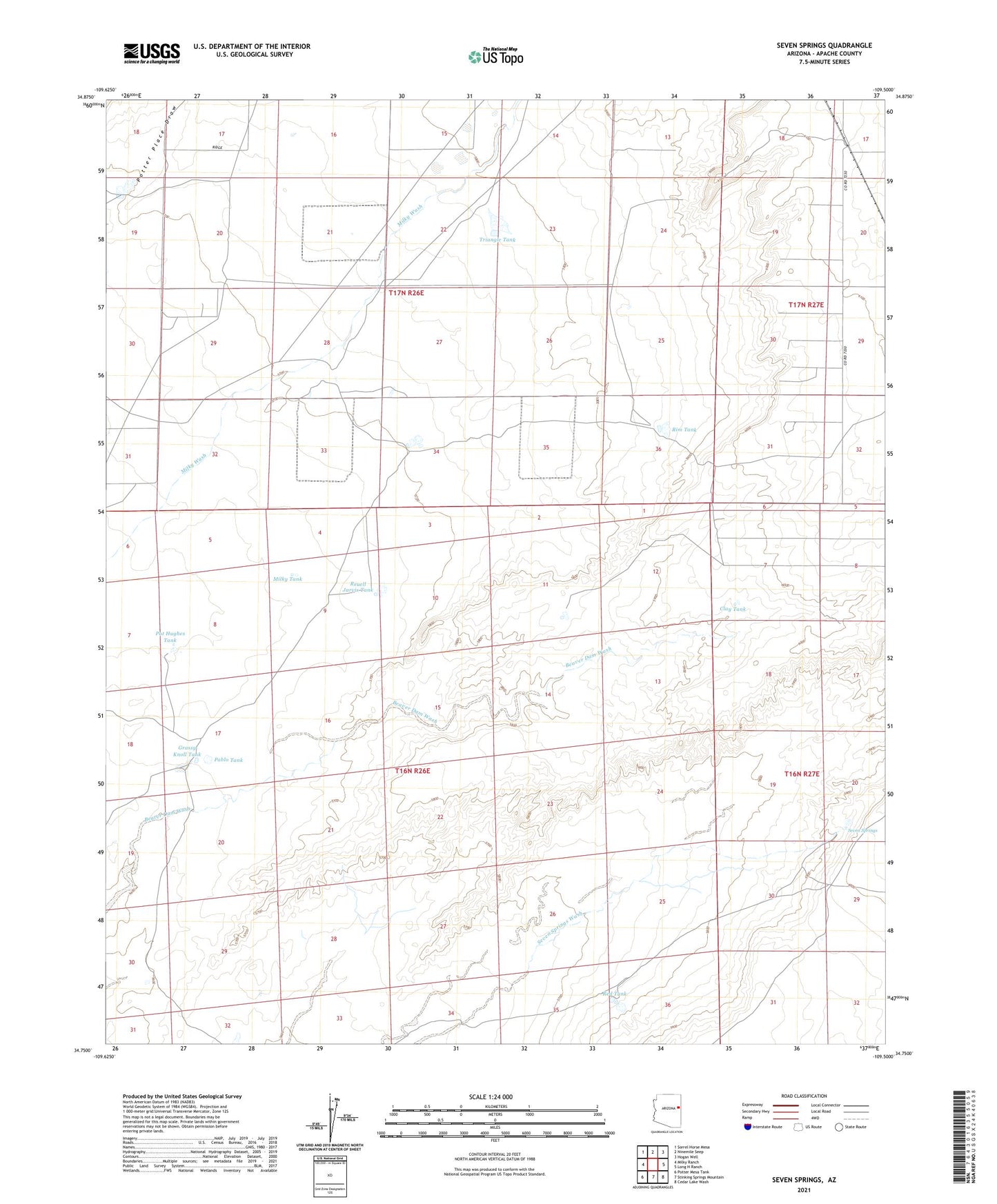 Seven Springs Arizona US Topo Map Image
