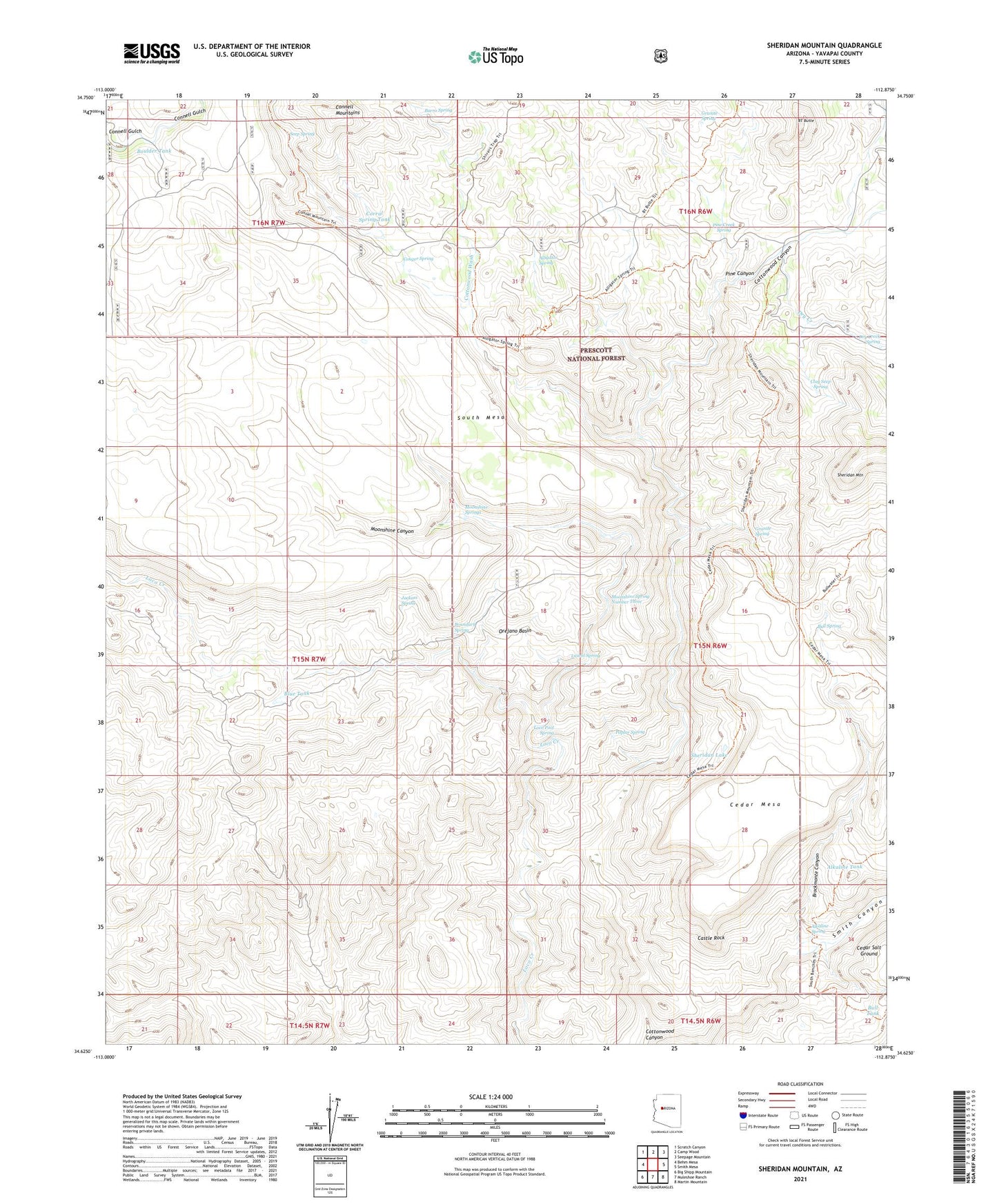 Sheridan Mountain Arizona US Topo Map Image