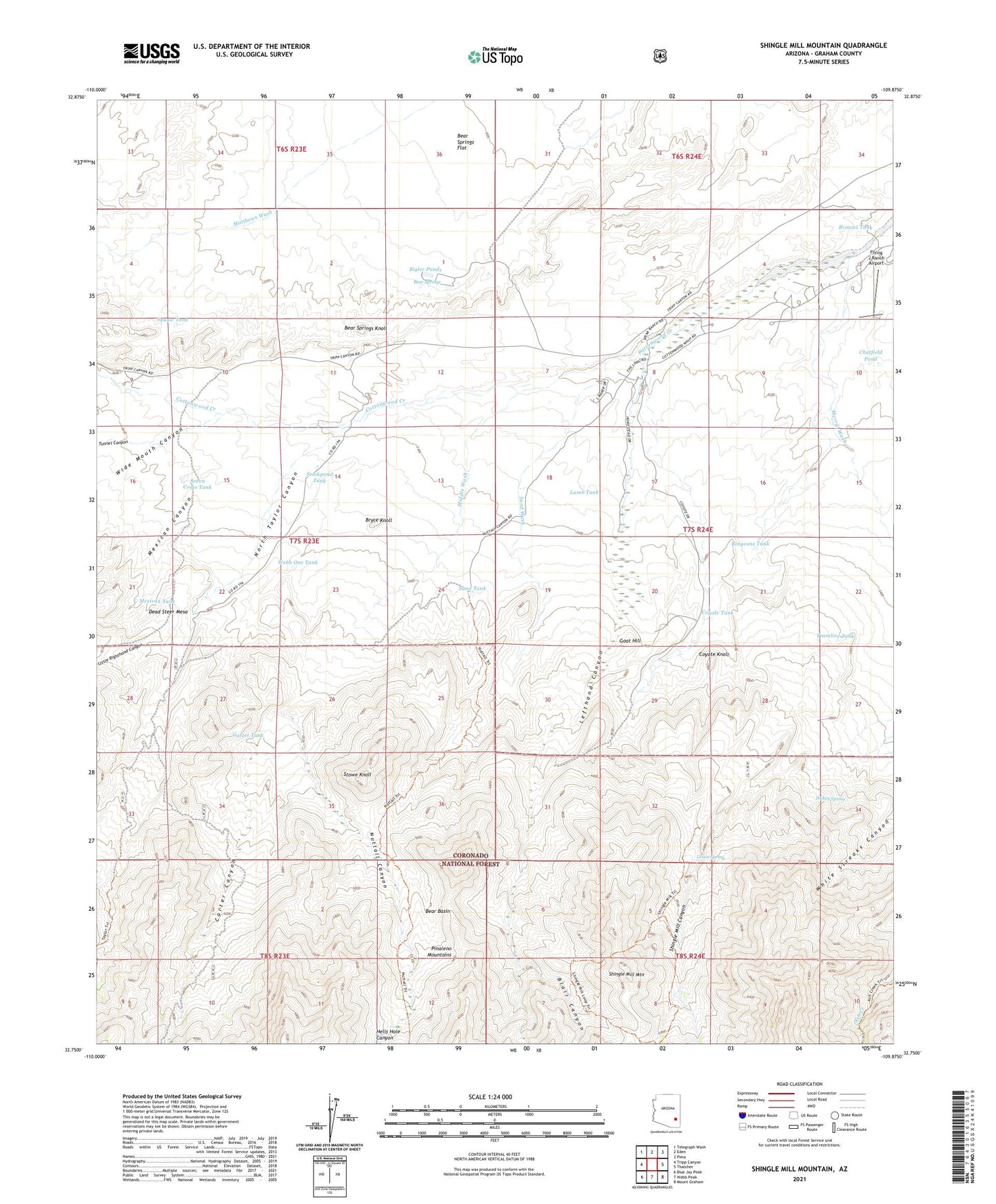 Shingle Mill Mountain Arizona US Topo Map Image