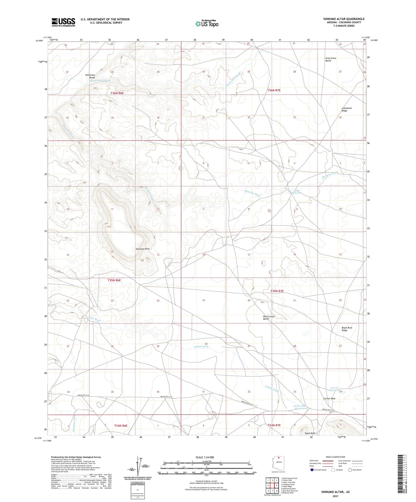 Shinumo Altar Arizona US Topo Map Image